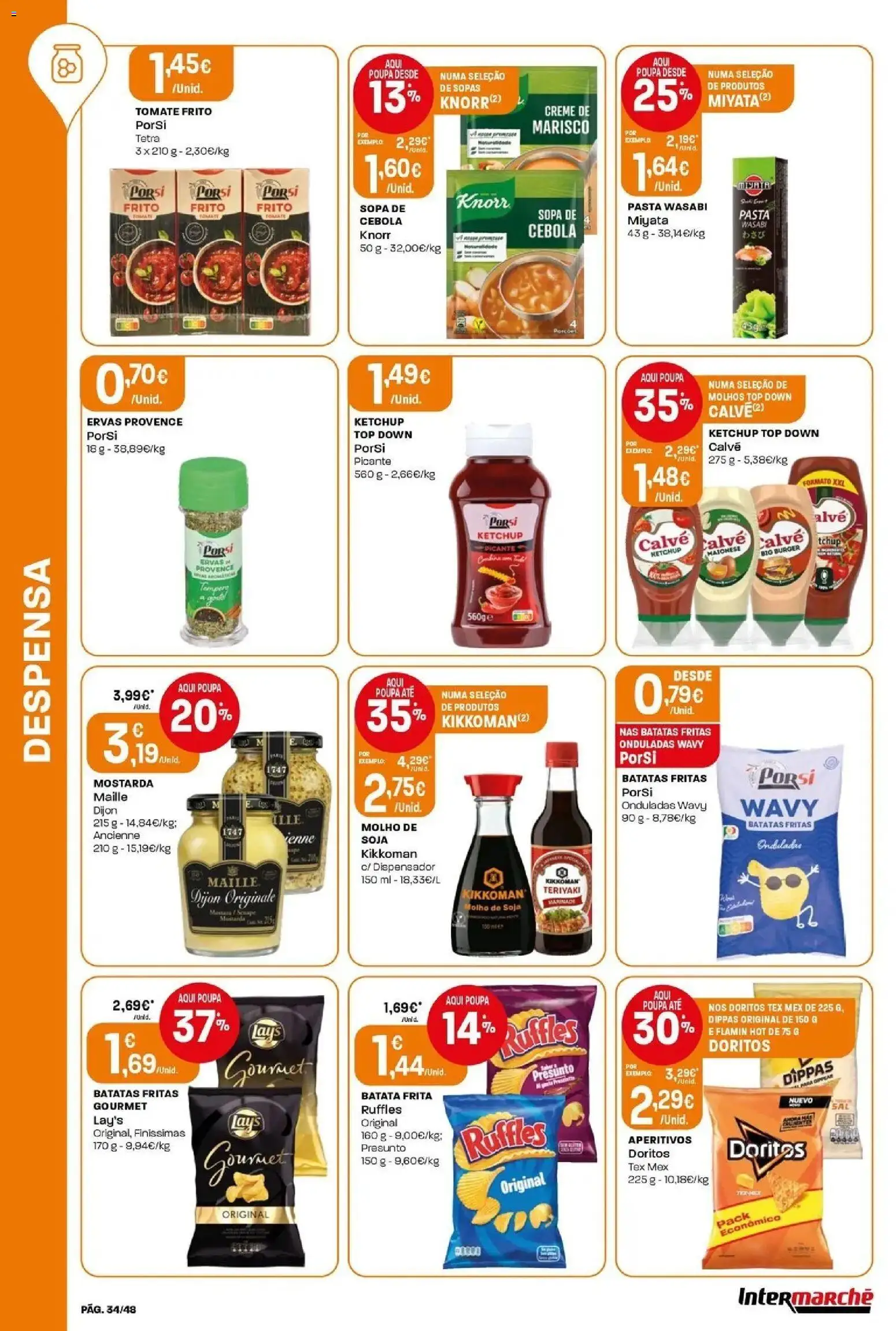 Intermarché - Isto é que são preços BAIXOS! │ válido de 21.05.2026 | Página: 34 | Produtos: Batata, Knorr, Cebola, Batatas fritas