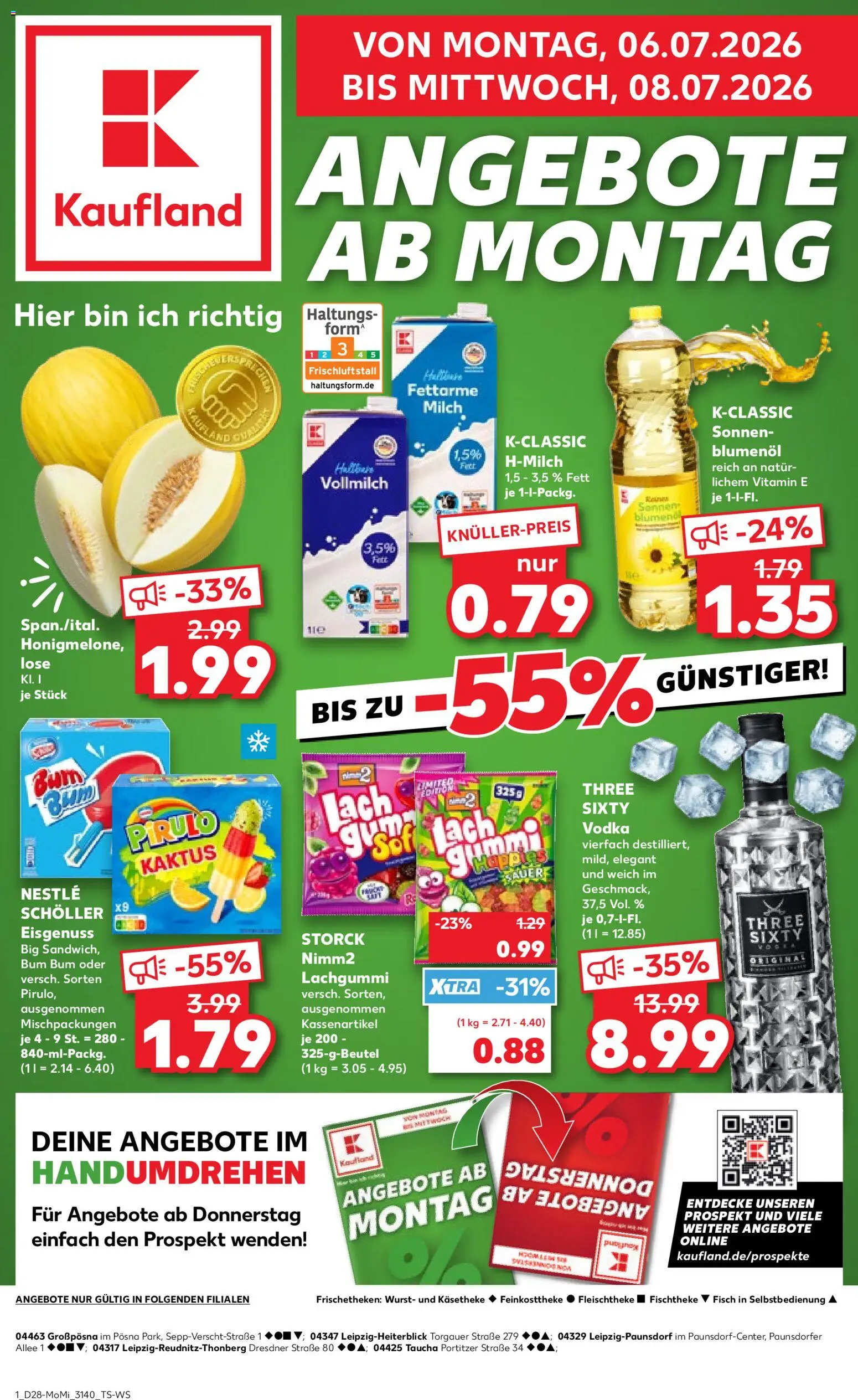 Kaufland Prospekt Leipzig – gültig ab 06.07.2026 | Seite: 1 | Produkte: Milch, Wurst, Vodka