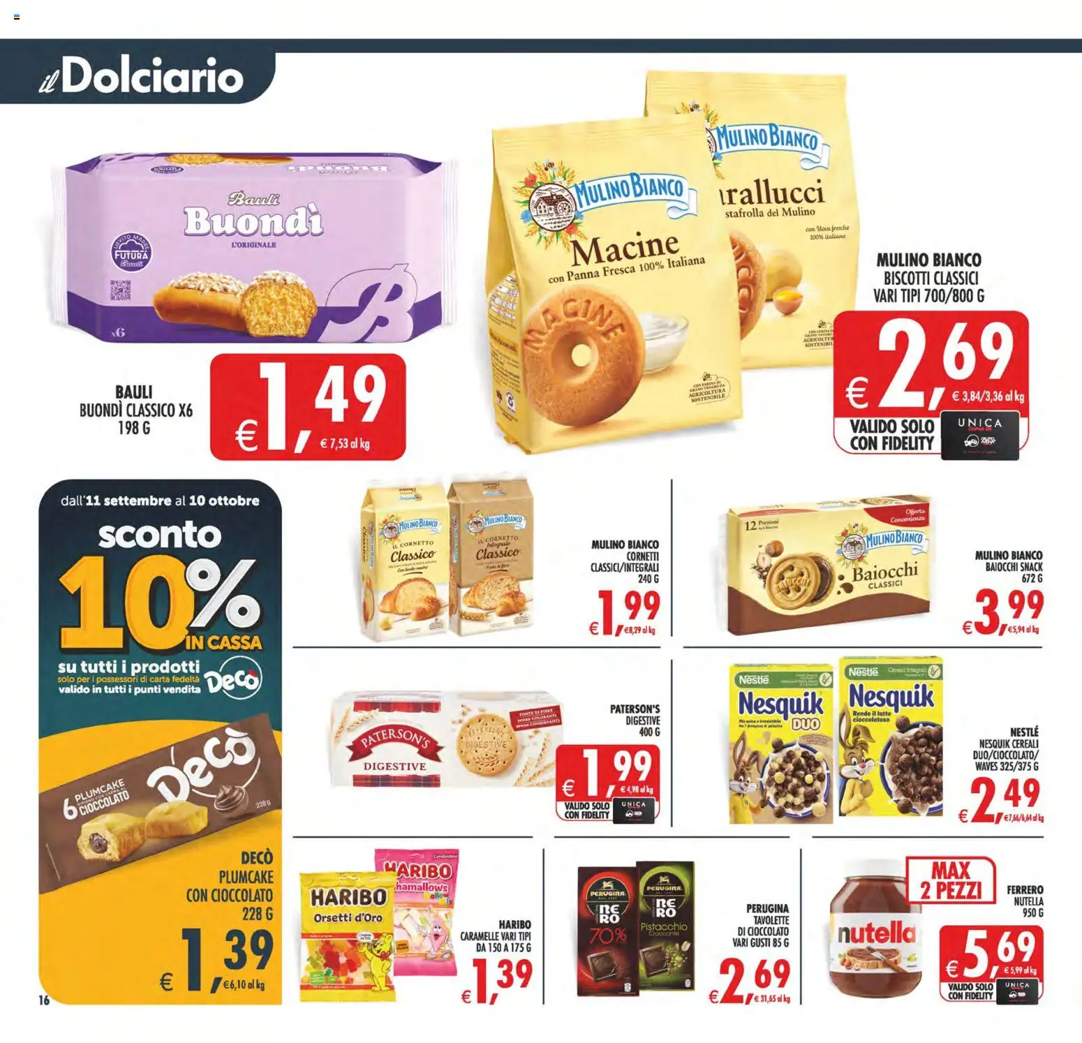 Volantino Decò del 02/10/2026 | Pagina: 16 | Prodotti: Cioccolato, Cornetto, Latte, Nutella