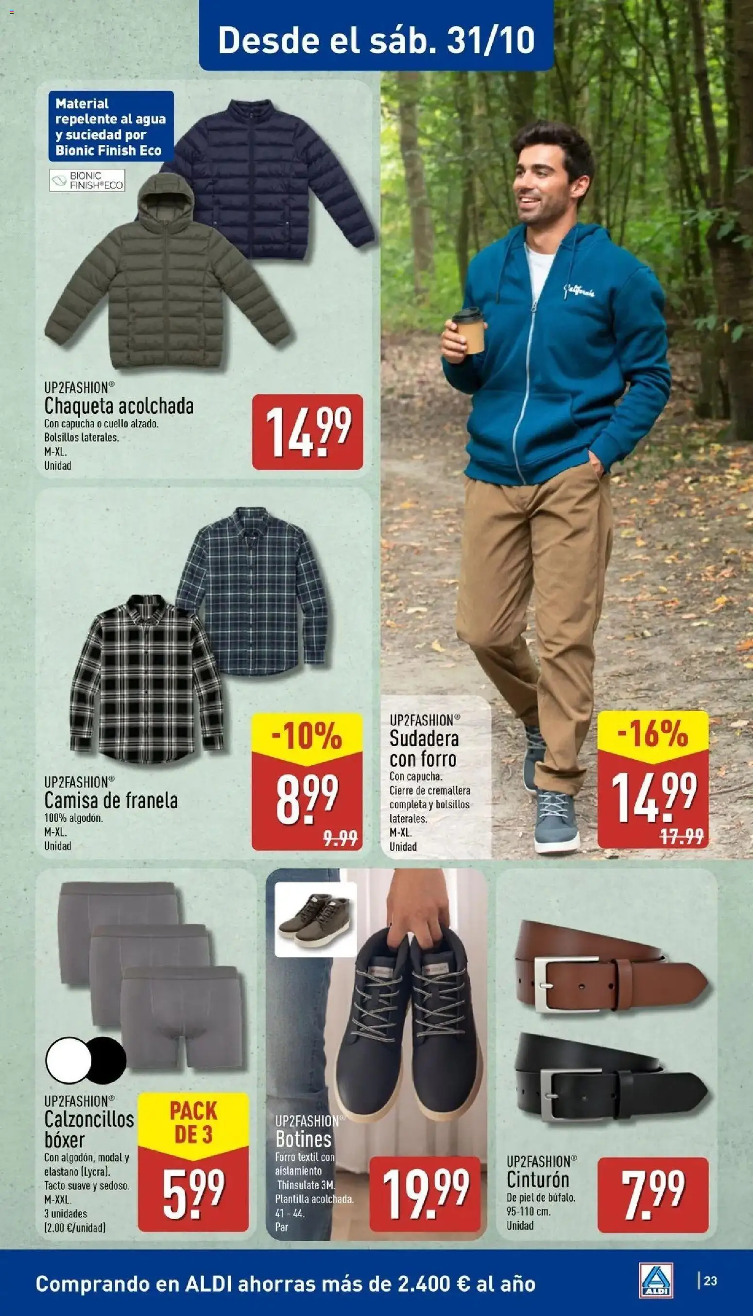 Aldi - Qué poco cuesta comprar bien │ válido desde el 26/10/2026 | Página: 23 | Productos: Camisa, Sudadera, Chaqueta, Agua