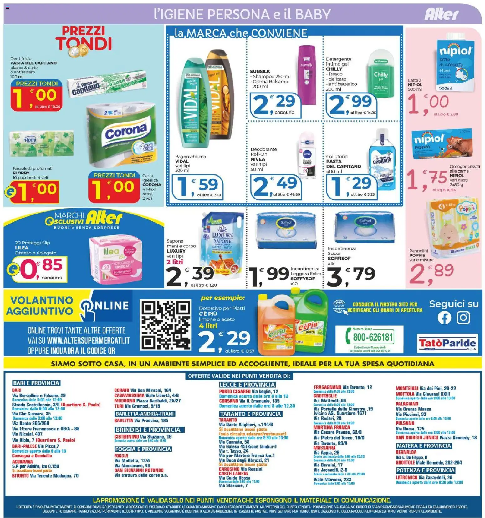 Volantino Alter Discount del 28.05.2026 | Pagina: 12 | Prodotti: Pannolini, Collutorio, Detergente, Pasta