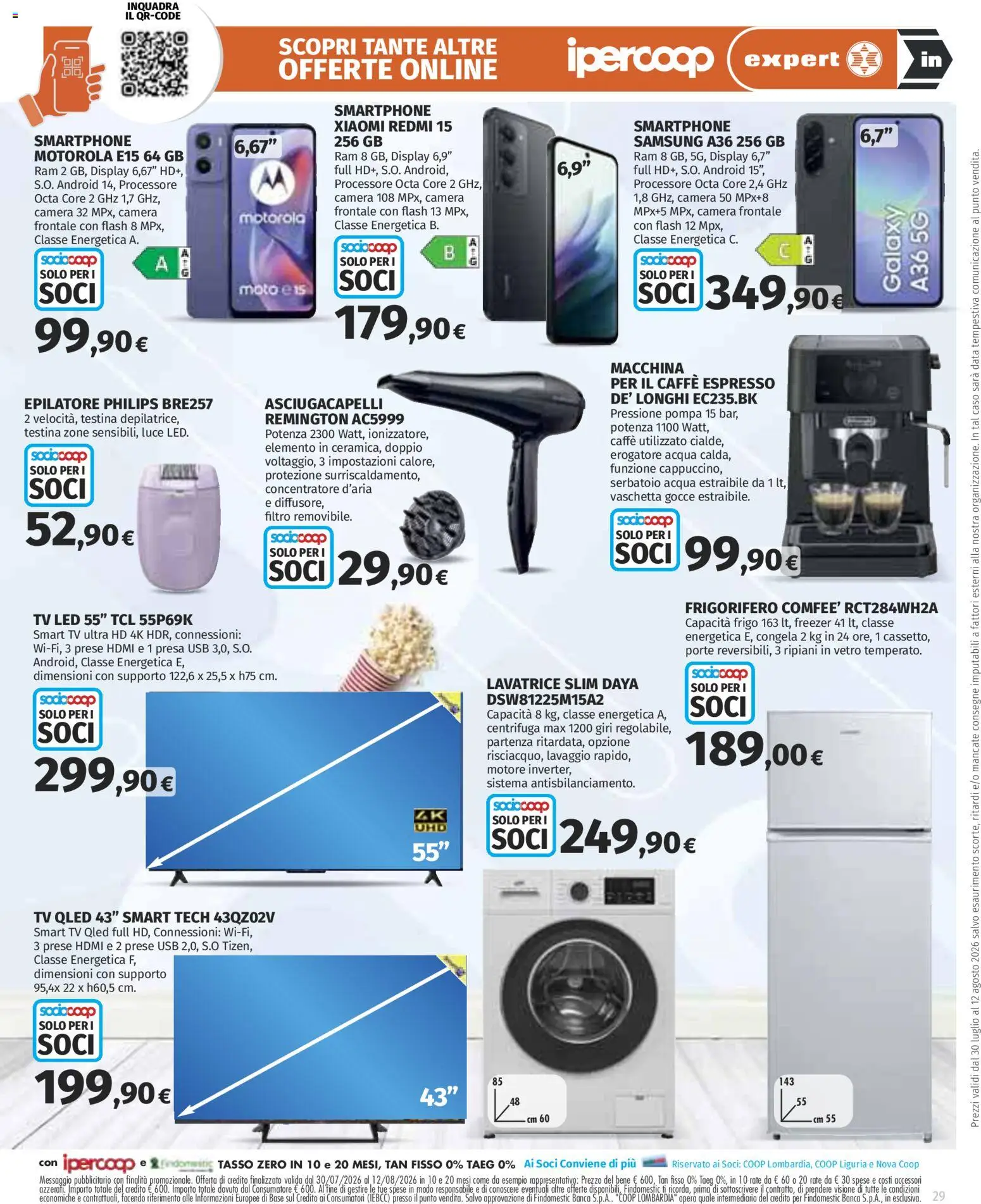 Volantino Ipercoop del 30/07/2026 | Pagina: 29 | Prodotti: Lavatrice, USB, Macchina per il caffè, Epilatore