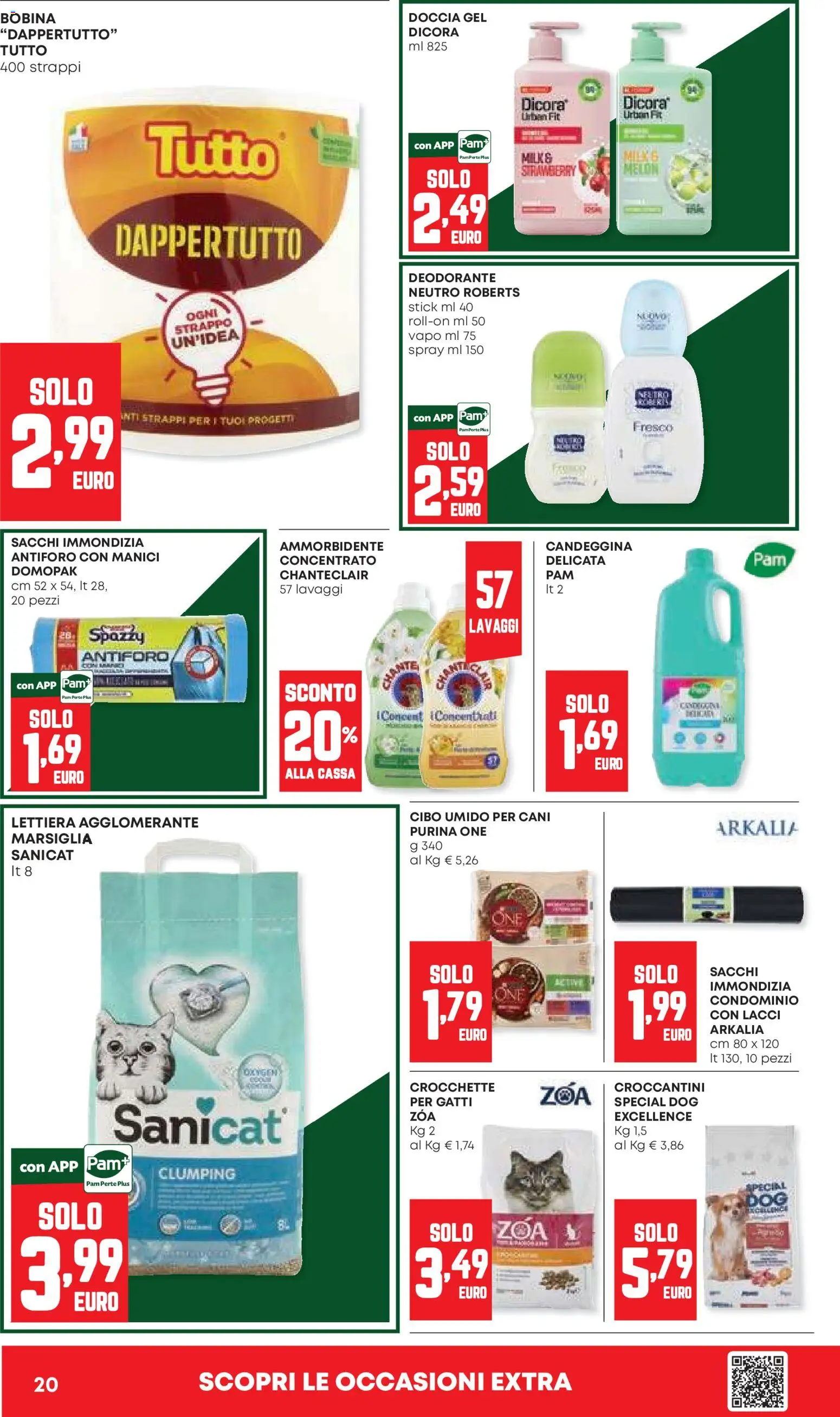 Volantino Panorama del 10/09/2026 | Pagina: 20 | Prodotti: Ammorbidente, Candeggina, Crocchette, Doccia