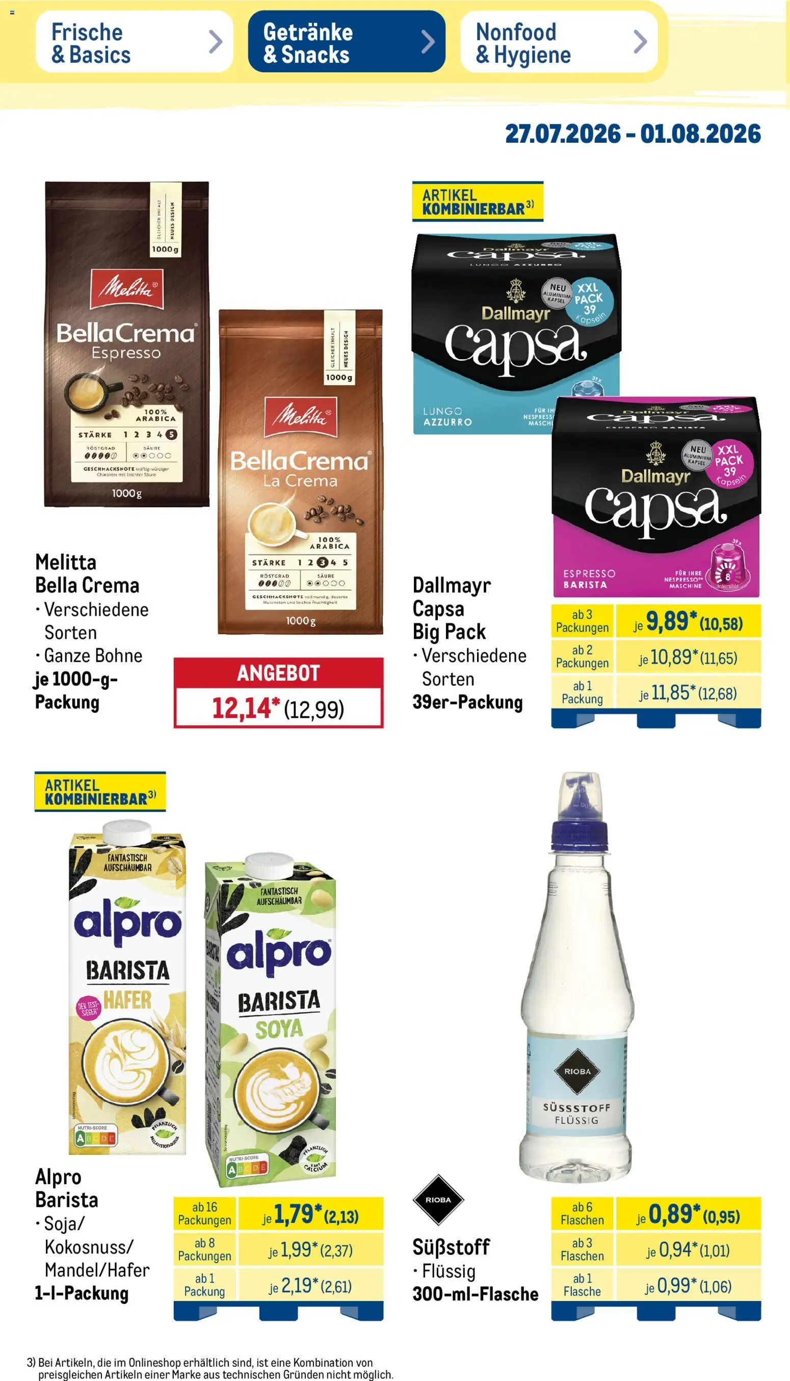 Metro NonFood-Angebote – gültig ab 27.07.2026 | Seite: 28 | Produkte: Melitta, Dallmayr, Alpro