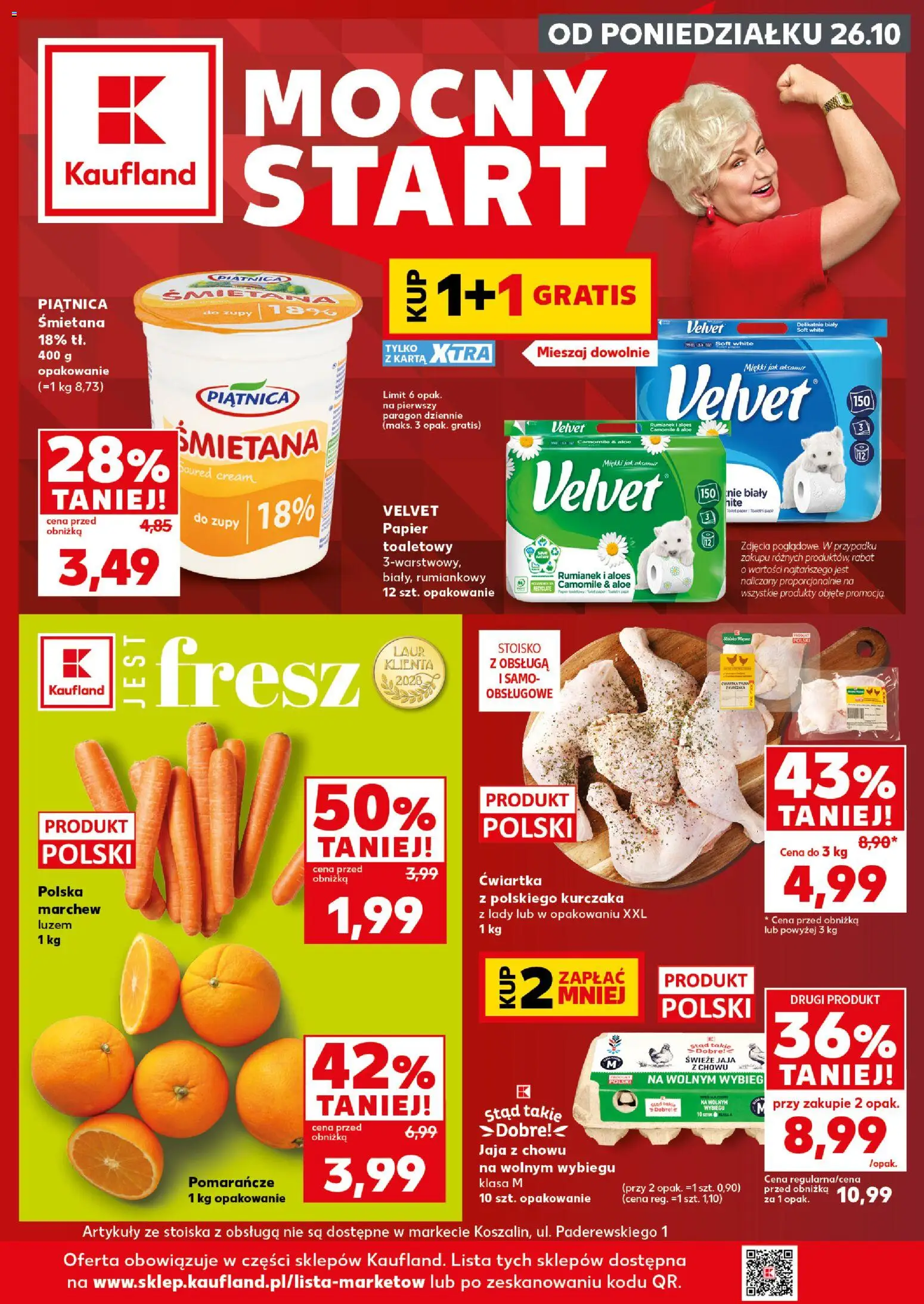 Kaufland Polsko leták - Mocny start od 26.10.2026 | Strana: 1 | Produkty: Velvet