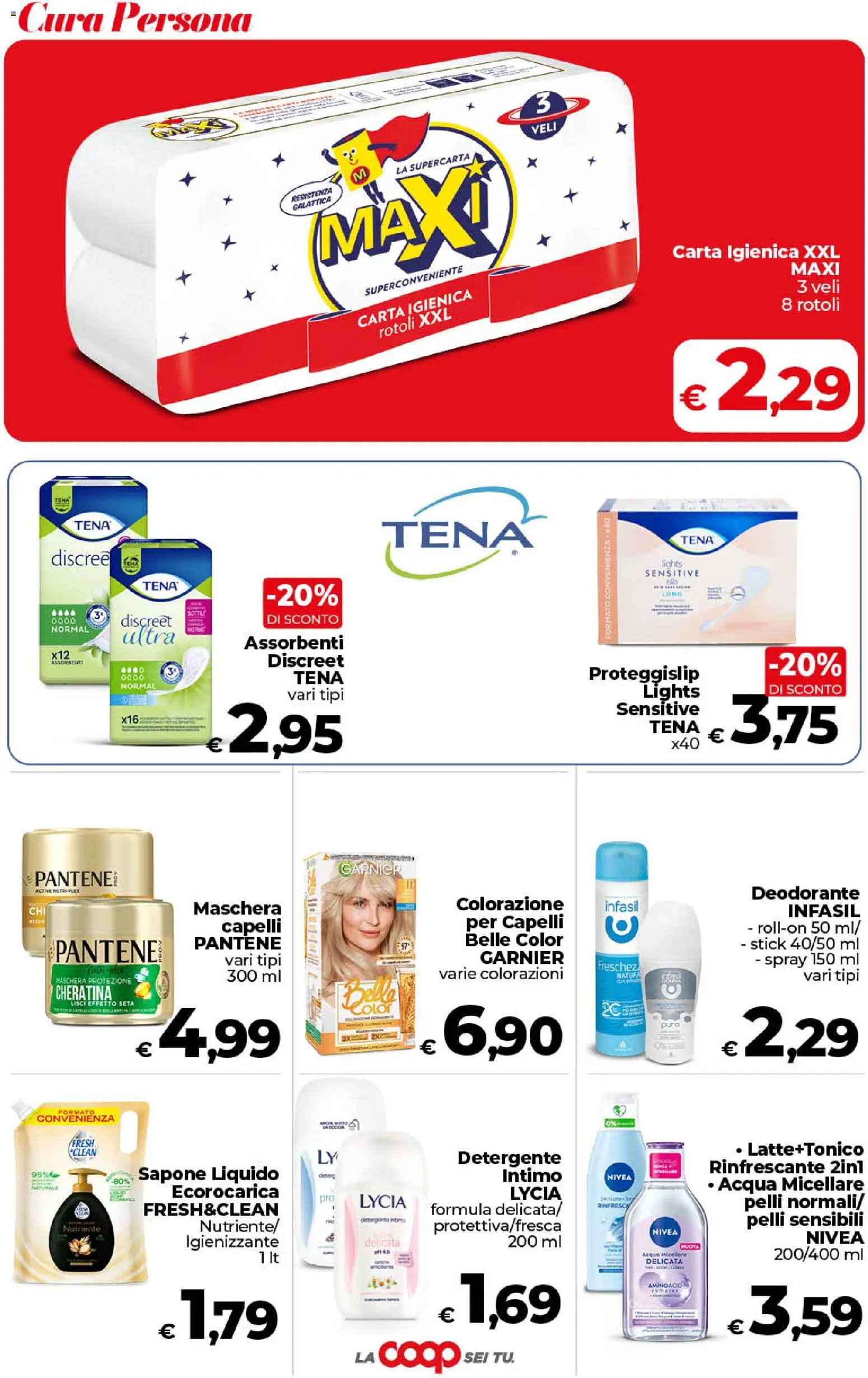 Volantino COOP del 11/08/2026 | Pagina: 38 | Prodotti: Maschera, Acqua micellare, Carta igienica, Detergente