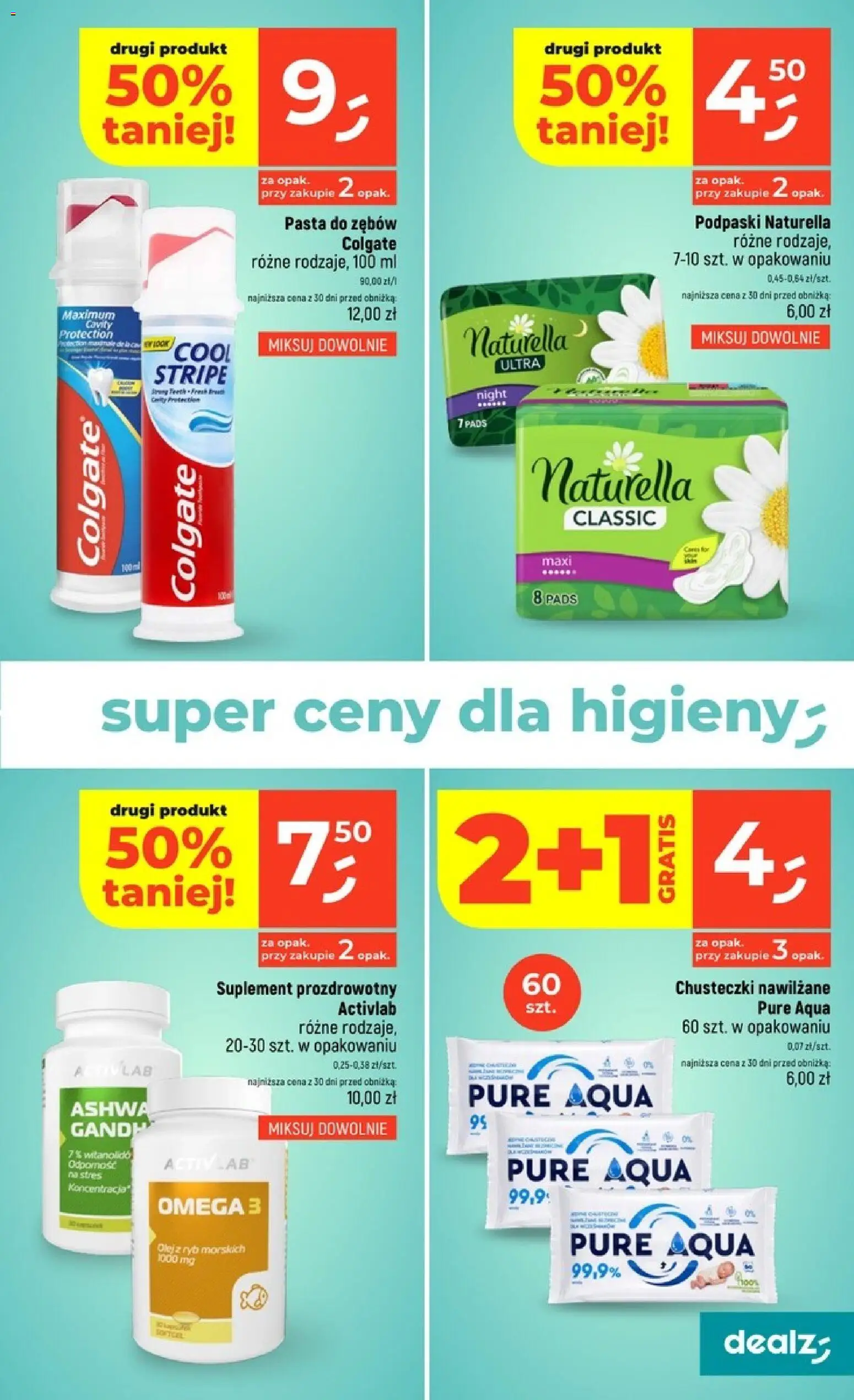 Dealz gazetka od 15.10.2026 | Strona: 37 | Produkty: Chusteczki nawilżane, Chusteczki, Omega 3, Pasta do zębów