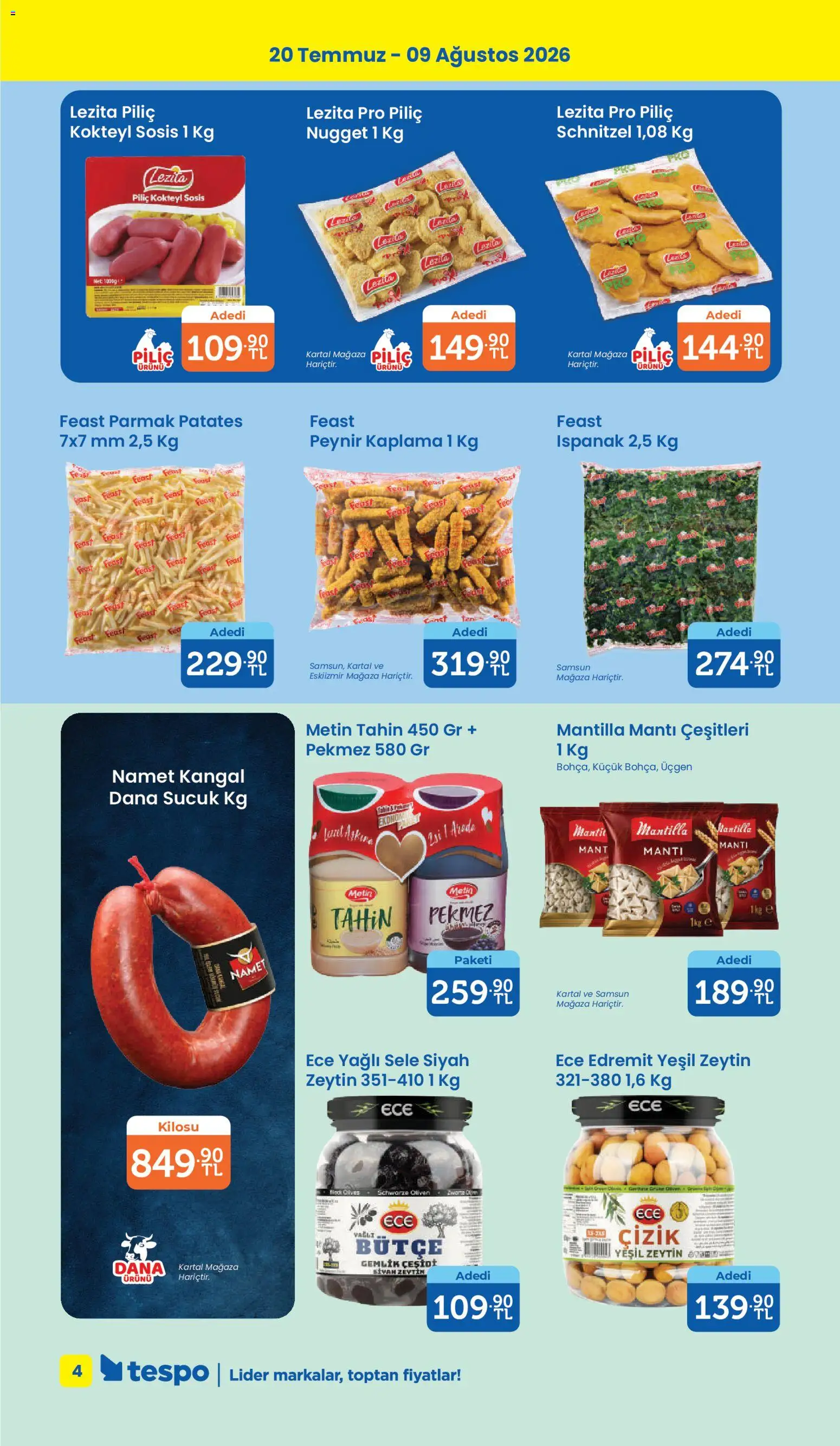Tespo Katalog - 20 Temmuz 2026 tarihinden itibaren geçerlidir | Sayfa: 4 | Ürünler: Peynir, Patates, Zeytin, Sucuk