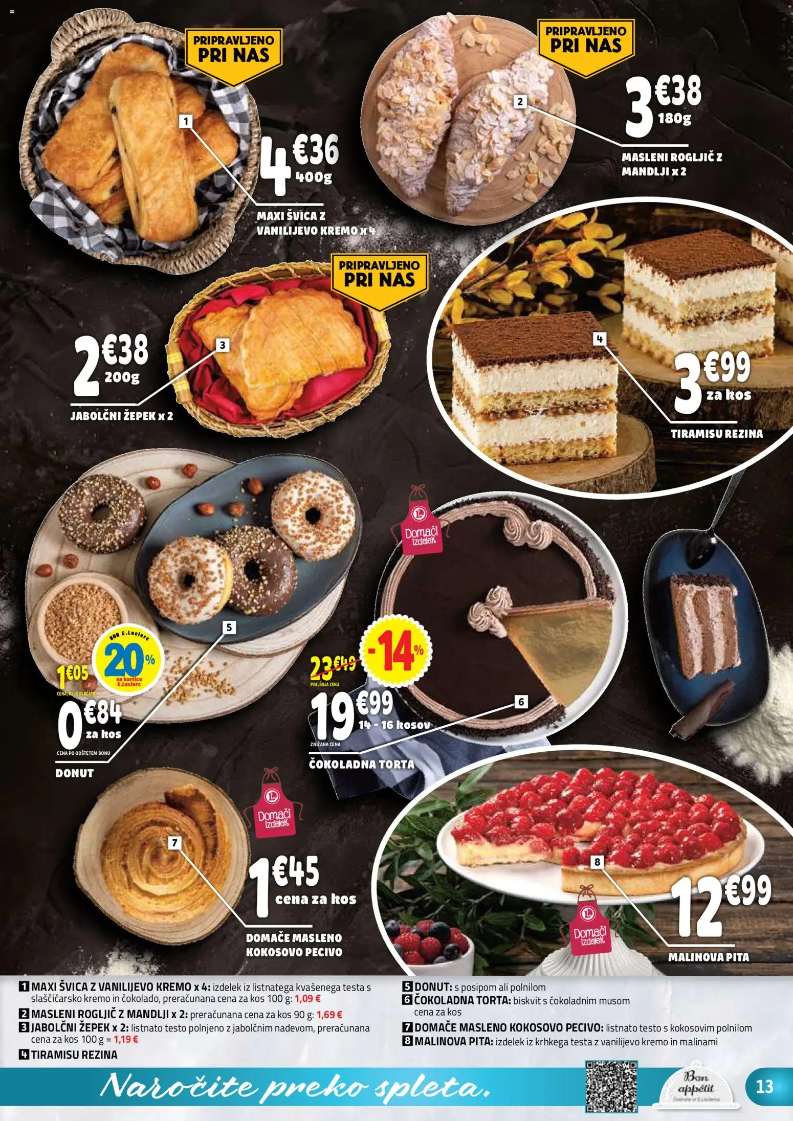 Novi E.leclerc katalog ponudbe – veljaven od 28.10.2026 | Stran: 13 | Izdelki: Mandlji, Pita, Torta, Kos