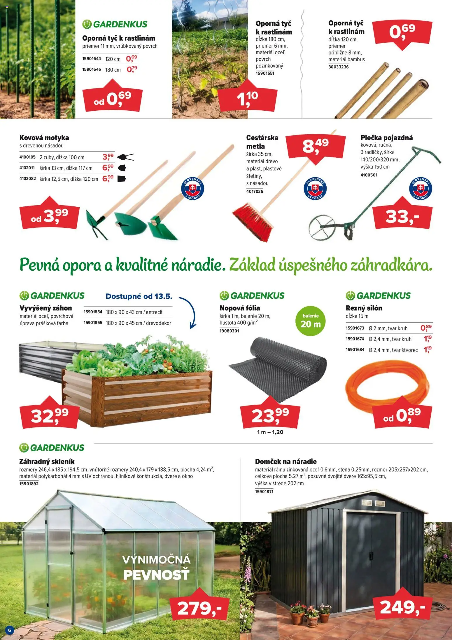 Nové Kinekus akcie – leták je platný od 01.05.2026 | Strana: 6 | Produkty: Vyvýšený záhon, Náradie, Dvere