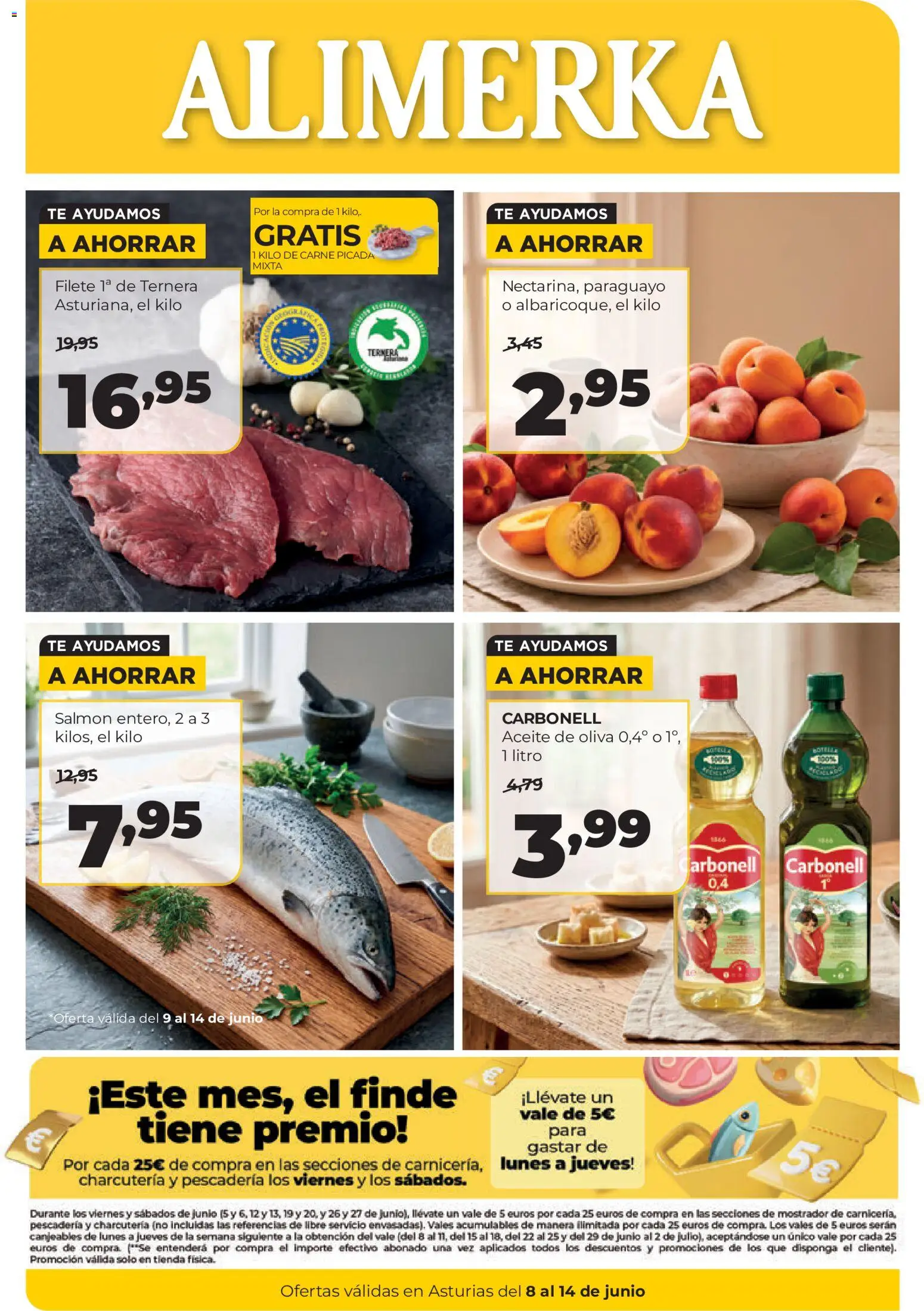 Alimerka folleto Asturias │ válido desde el 08.06.2026 | Página: 1 | Productos: Aceite, Té, Aceite de oliva, Filete