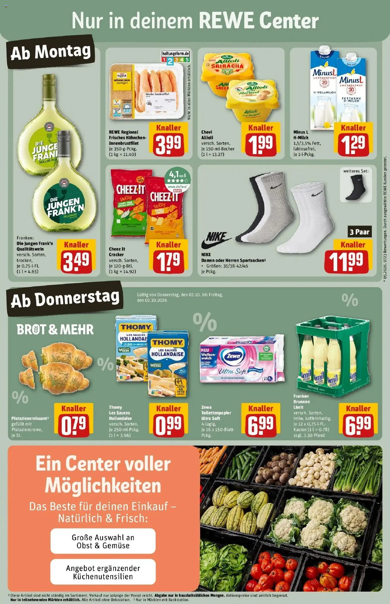 REWE Prospekt ab 28.09.2026 zum Blättern » Angebote | Seite: 5 | Produkte: Thomy les sauces, Brot, Wein, Toilettenpapier