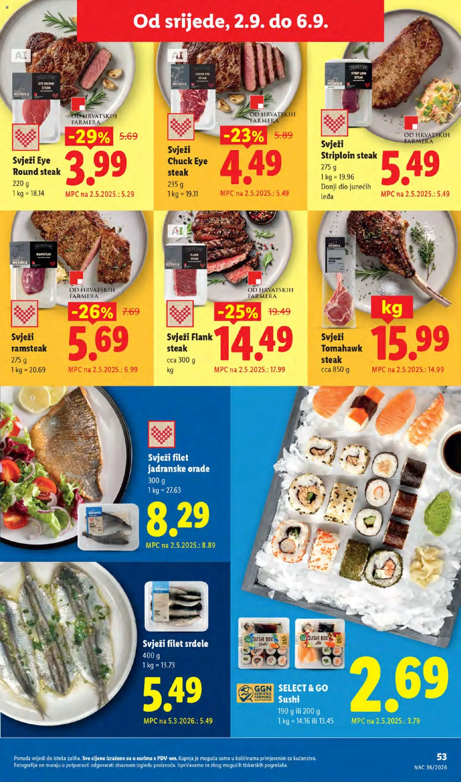 Lidl katalog | vrijedi od 31.08.2026 | Stranica: 53 | Proizvodi: Sushi, Sardine