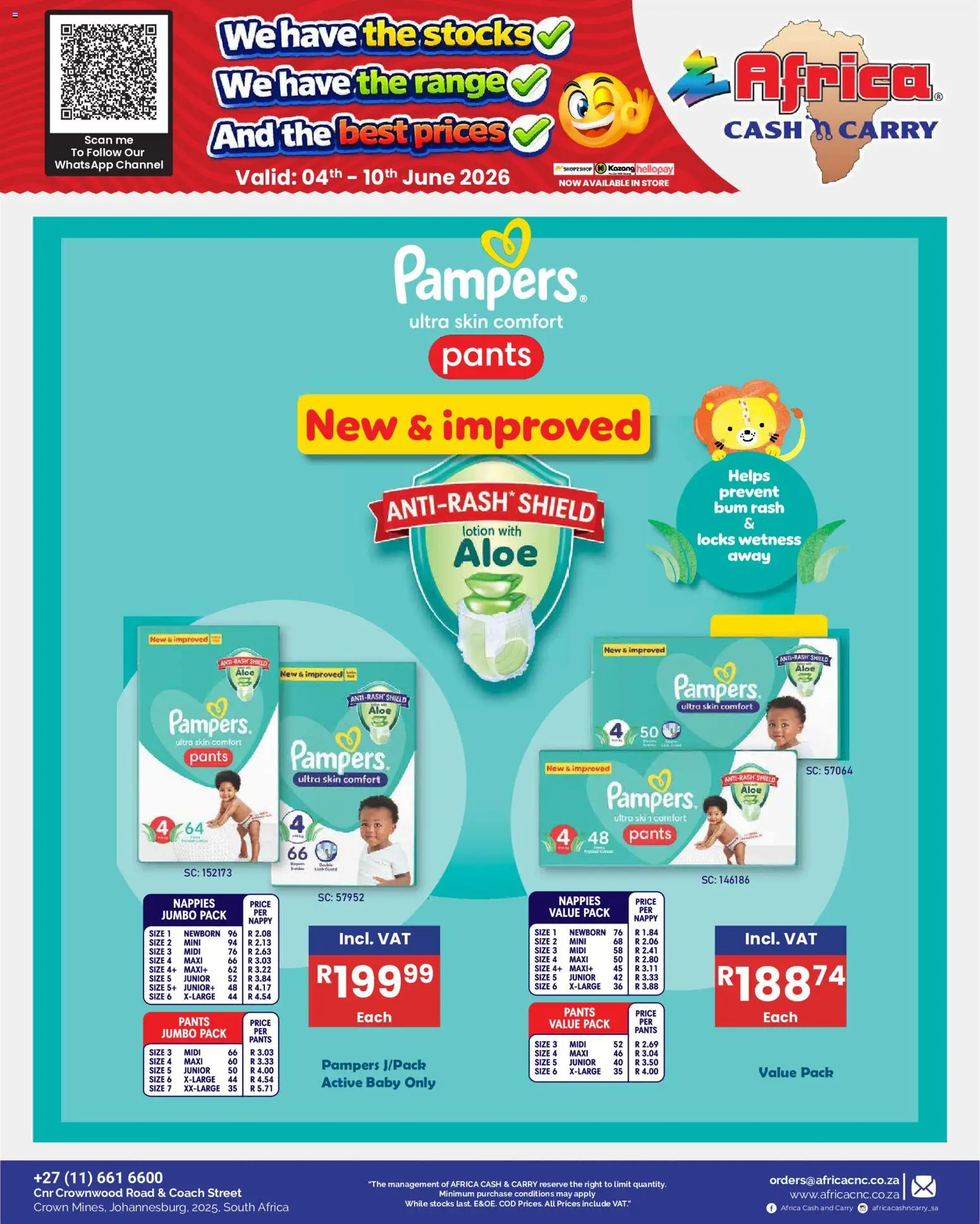 New Africa Cash & Carry catalogue – valid from 04.06.2026 | Page: 61 | Products: Pants, Nappies, Lotion
