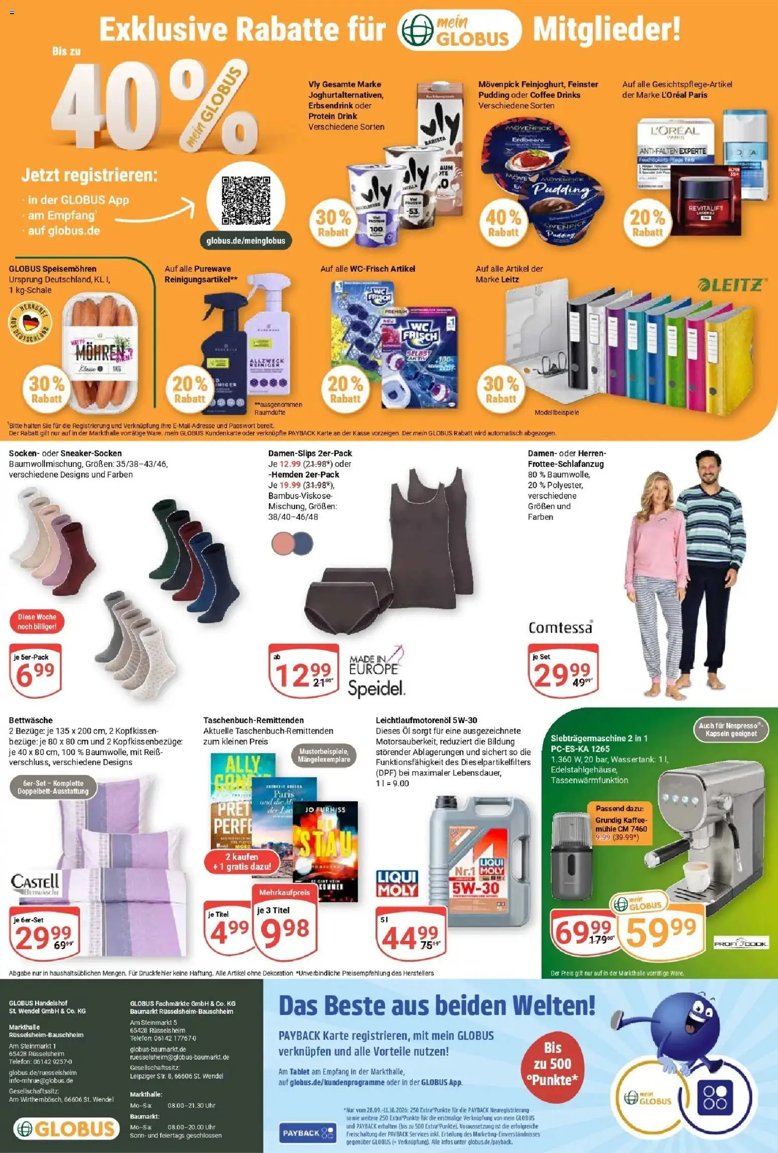 Globus Prospekt Rüsselsheim (ab 28.09.2026) » Angebote online | Seite: 26 | Produkte: Mühle, Öl, Pudding, Tablet