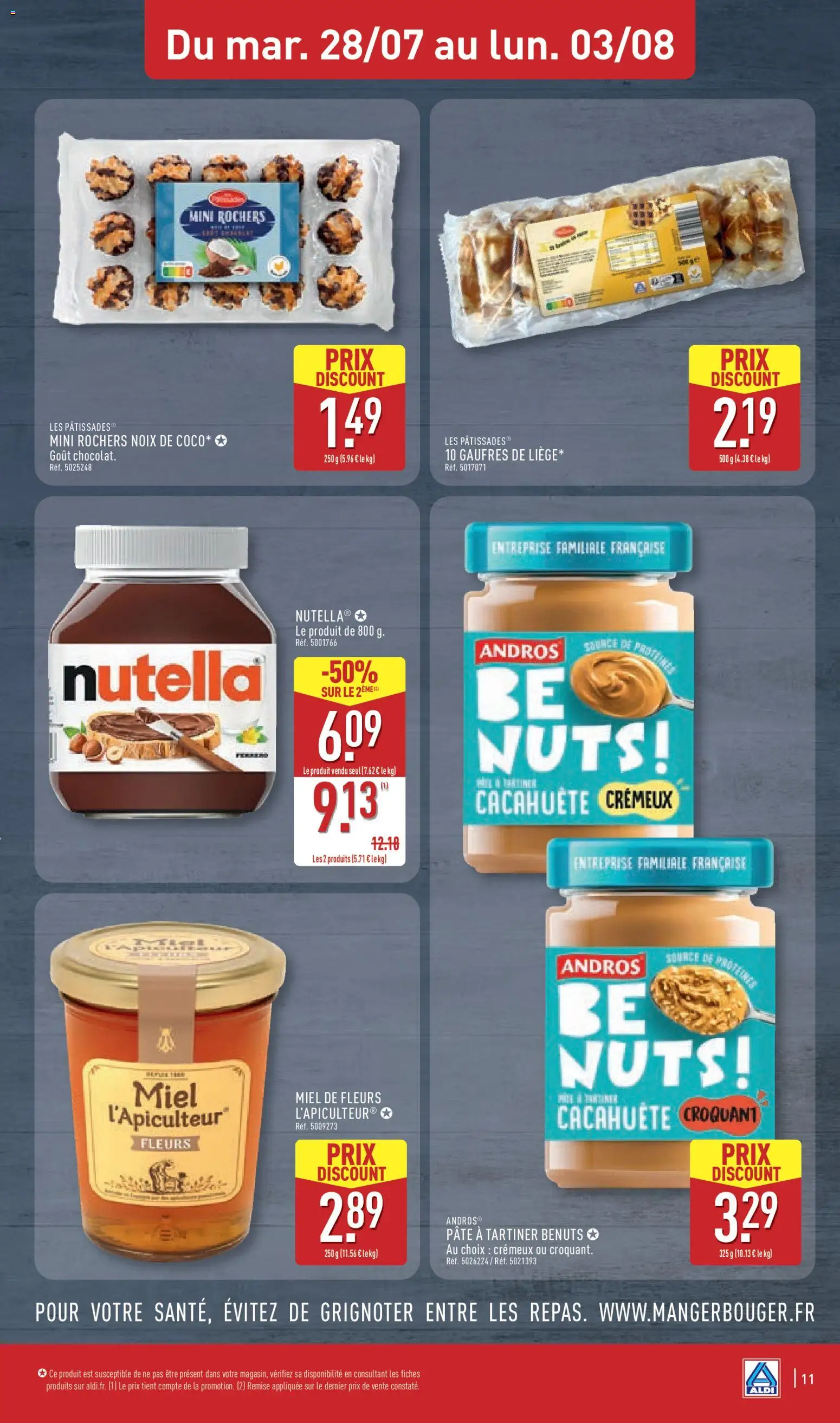 {H1} | Page: 15 | Produits: Pâte à tartiner, Miel, Nutella, Noix