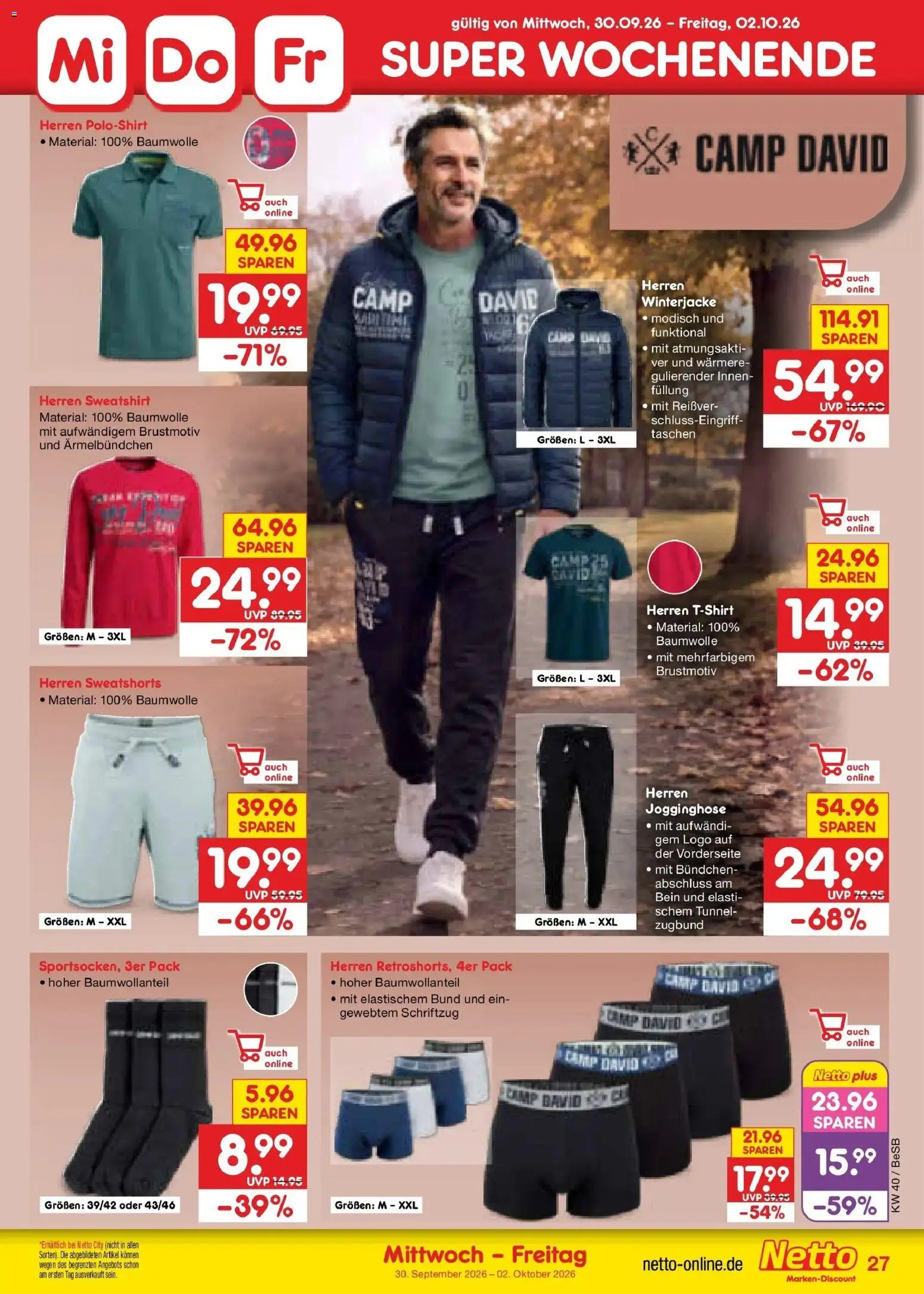 Netto Marken-Discount Prospekt Kremmen – gültig ab 28.09.2026 | Seite: 37 | Produkte: Jogginghose, Winterjacke, Sweatshirt, Poloshirt
