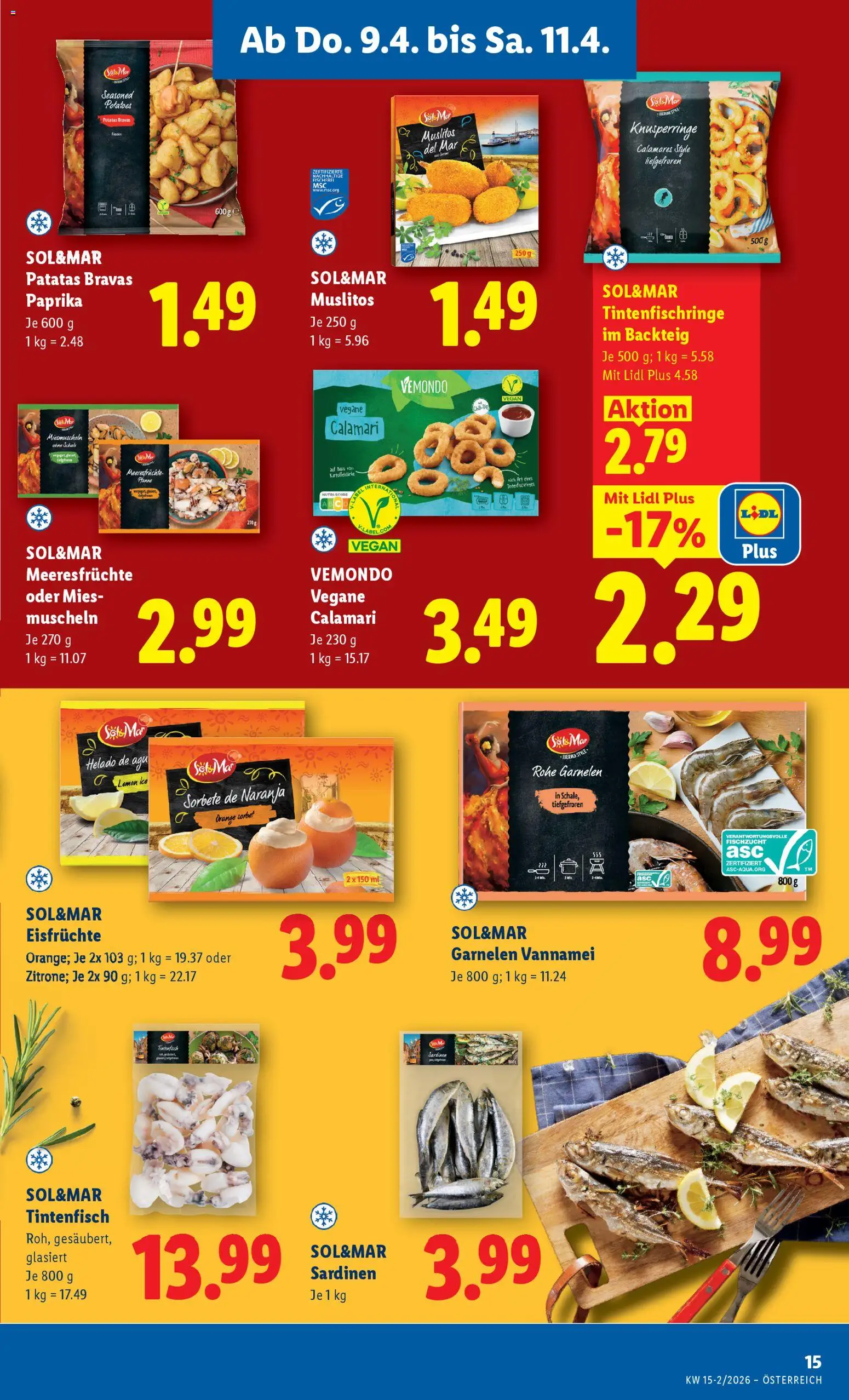 Lidl Flugblatt - Eisenstadt, Ebenfurth, Mattersburg gültig ab 08.04.2026 | Seite: 17 | Produkte: Meeresfrüchte, Schal