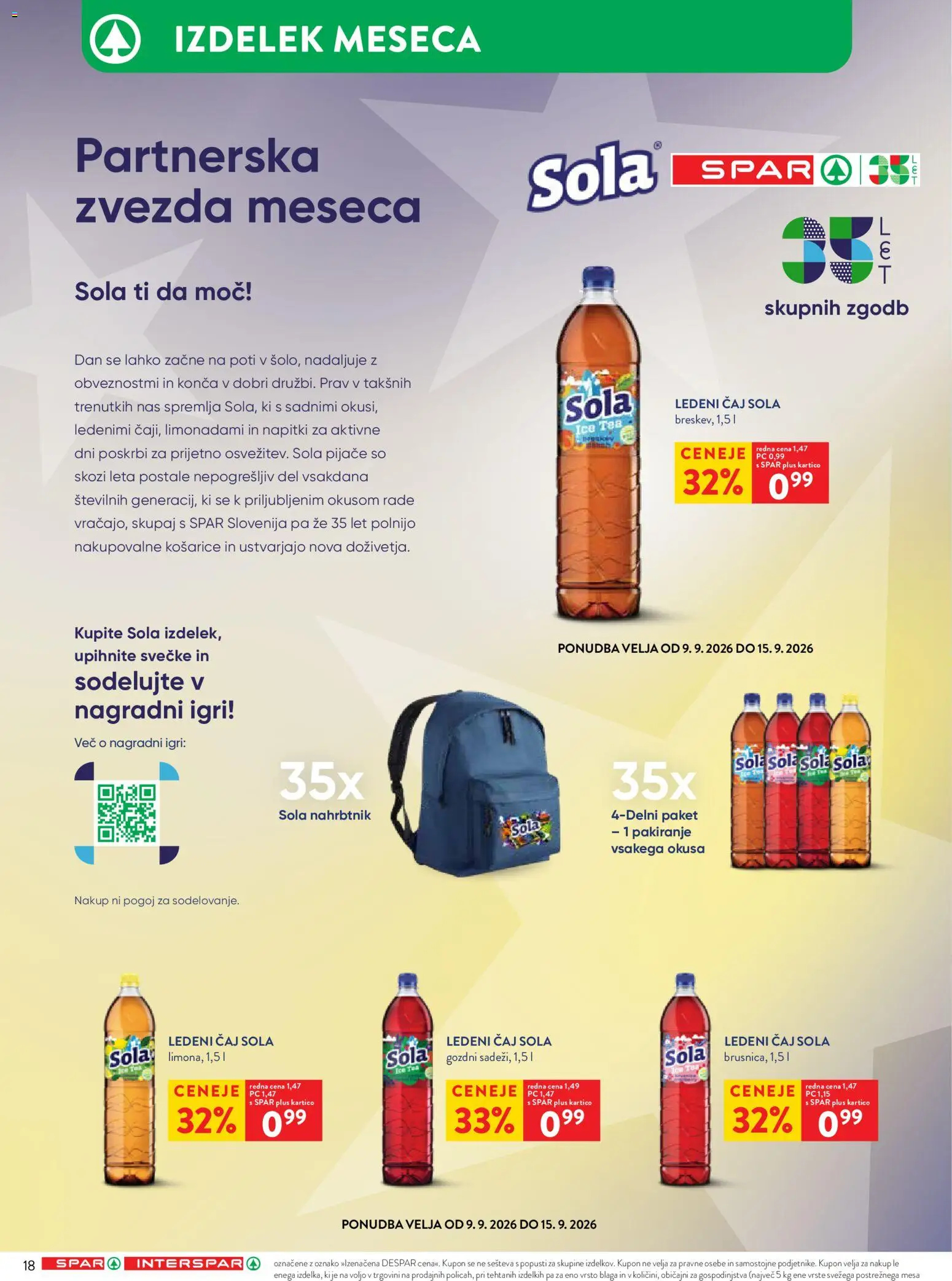 Novi Spar katalog ponudbe – veljaven od 09.09.2026 | Stran: 30 | Izdelki: Napitki, Ledeni čaj, Caj, Nahrbtnik