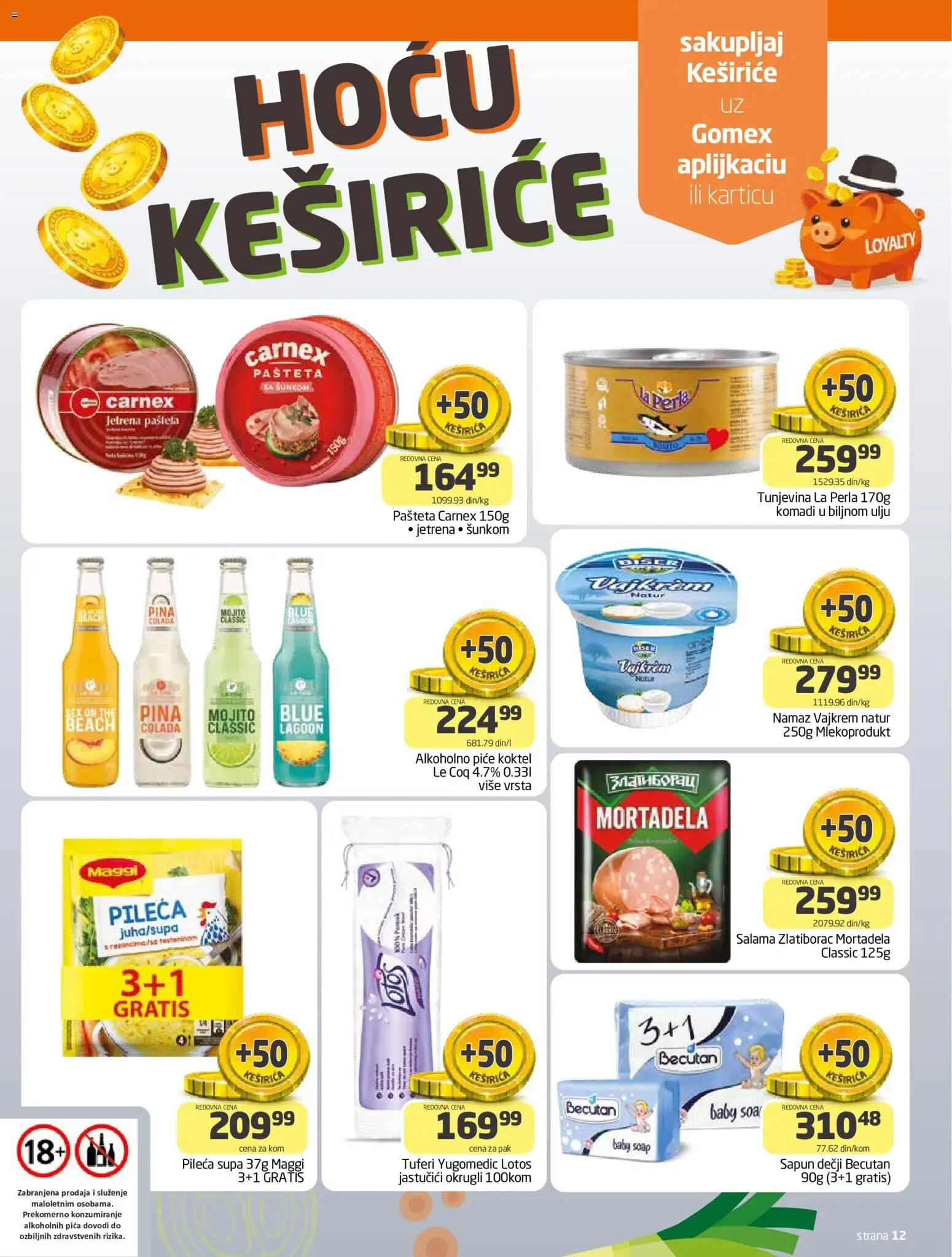 Gomex katalog - važi od 24.06.2026 | Strana: 12 | Proizvode: Mortadela, Vajkrem, Salama, Pašteta