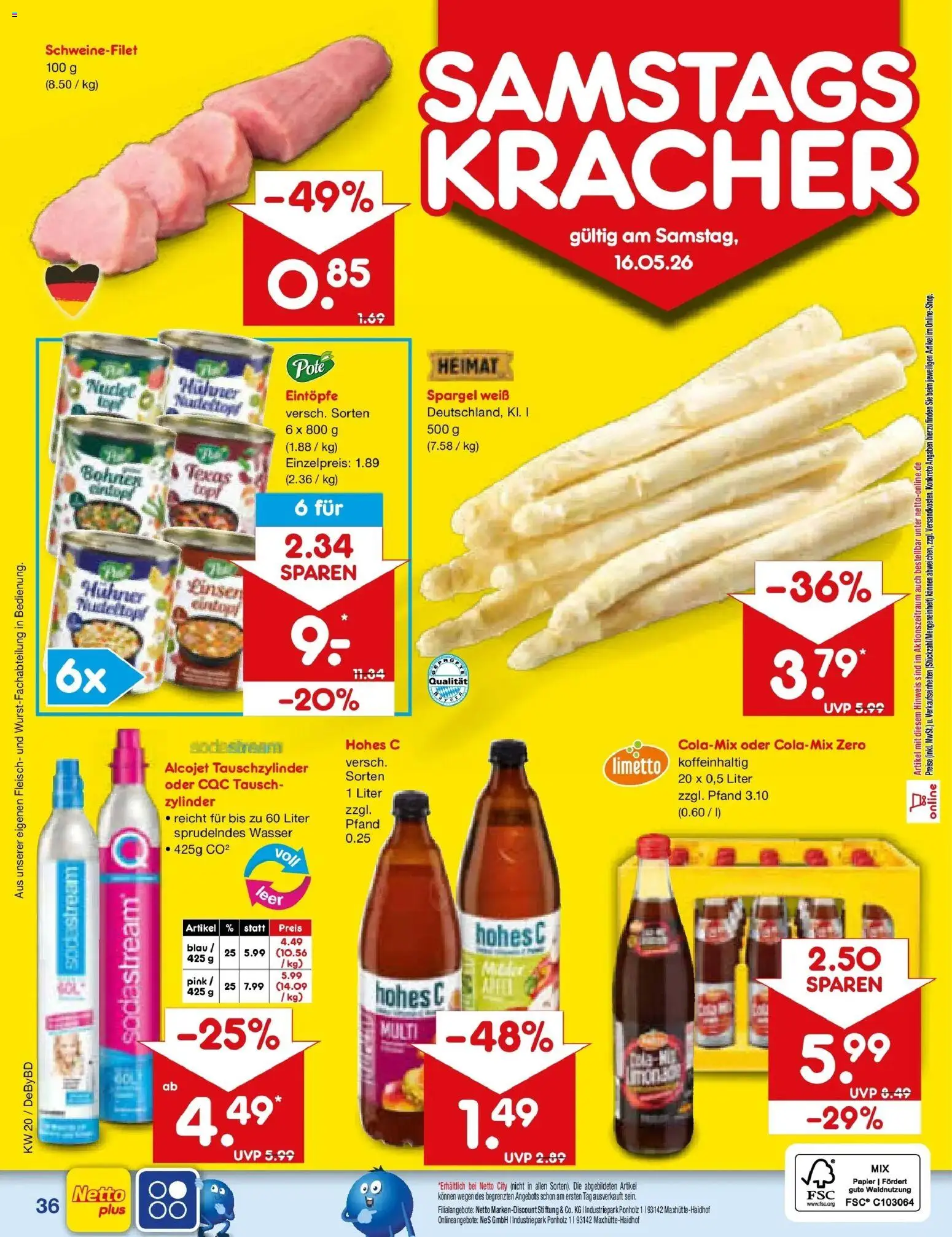 Netto Marken-Discount Prospekt Buttenwiesen	 – gültig ab 10.05.2026 | Seite: 49 | Produkte: Spargel, Schweinefilet, Wasser, Hohes c