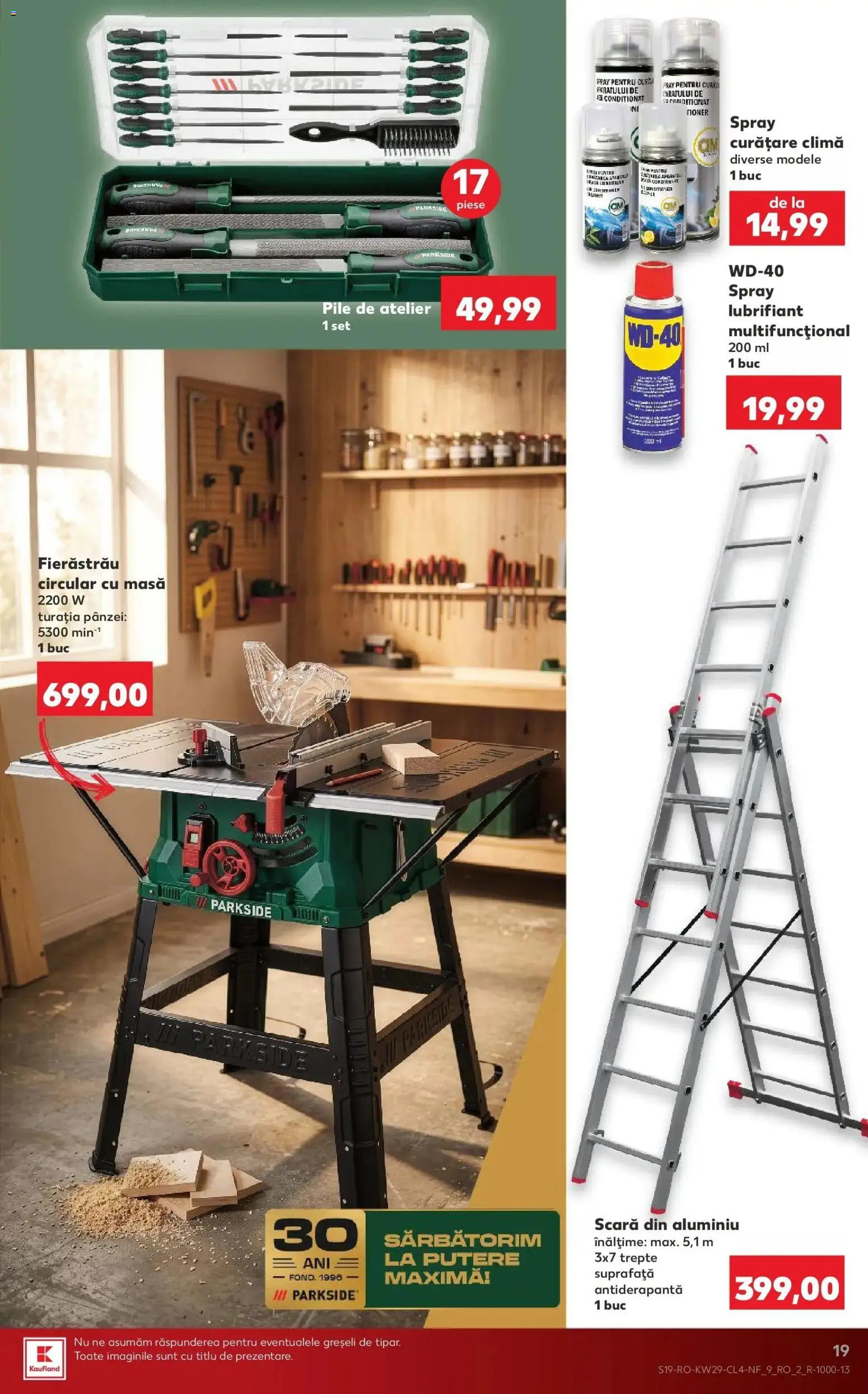 Noul catalog Kaufland – valabil de la 15.07.2026 | Pagină: 19 | Produse: Fierastrau circular, Parkside, Scară, Masă