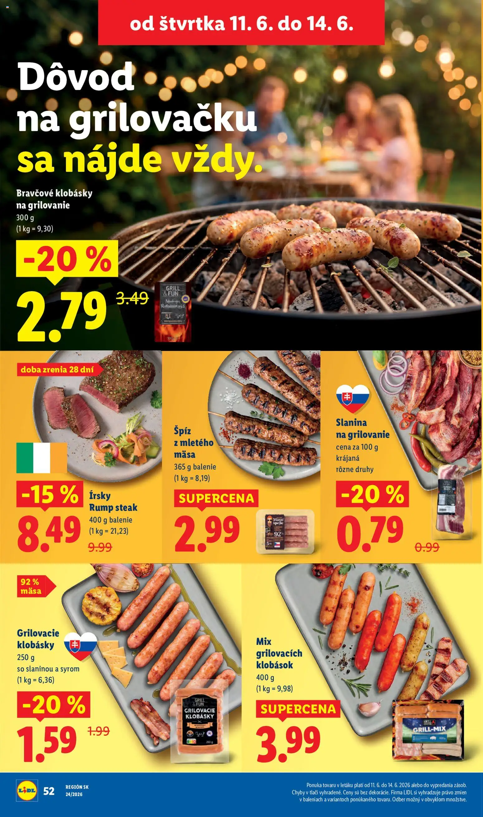 Nové Lidl akcie – leták je platný od 08.06.2026 | Strana: 66 | Produkty: Slanina, Steak
