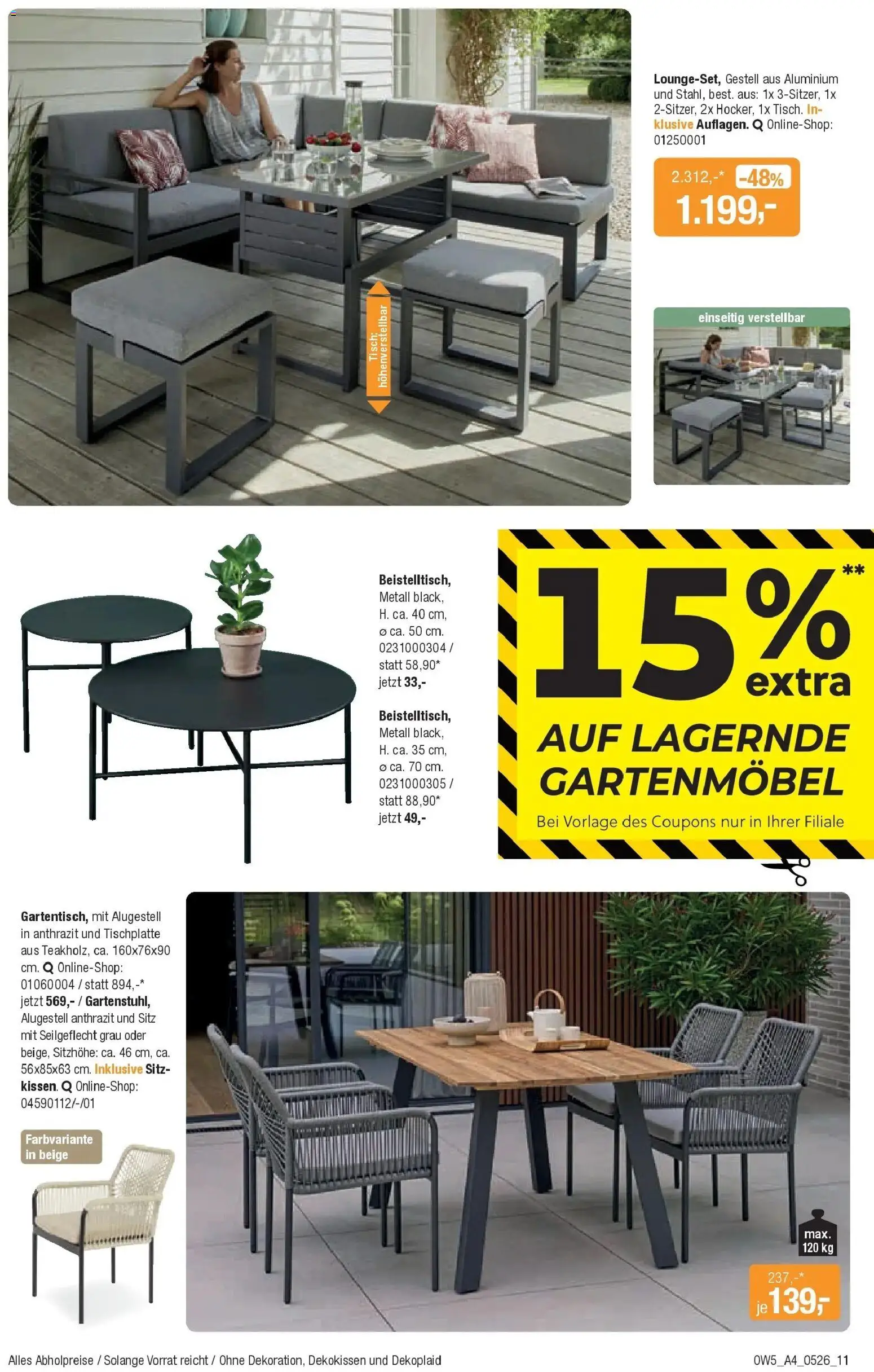 Angebote - DRINNEN & DRAUSSEN Speisen Spezial – gültig ab 28.04.2026 | Seite: 11 | Produkte: Gartenmöbel