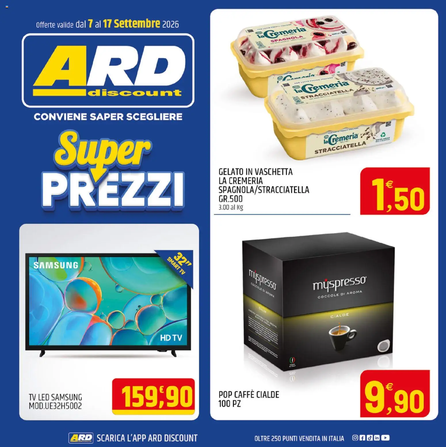 Volantino ARD Discount del 07/09/2026 | Pagina: 17 | Prodotti: smart TV, Gelato, TV, Stracciatella