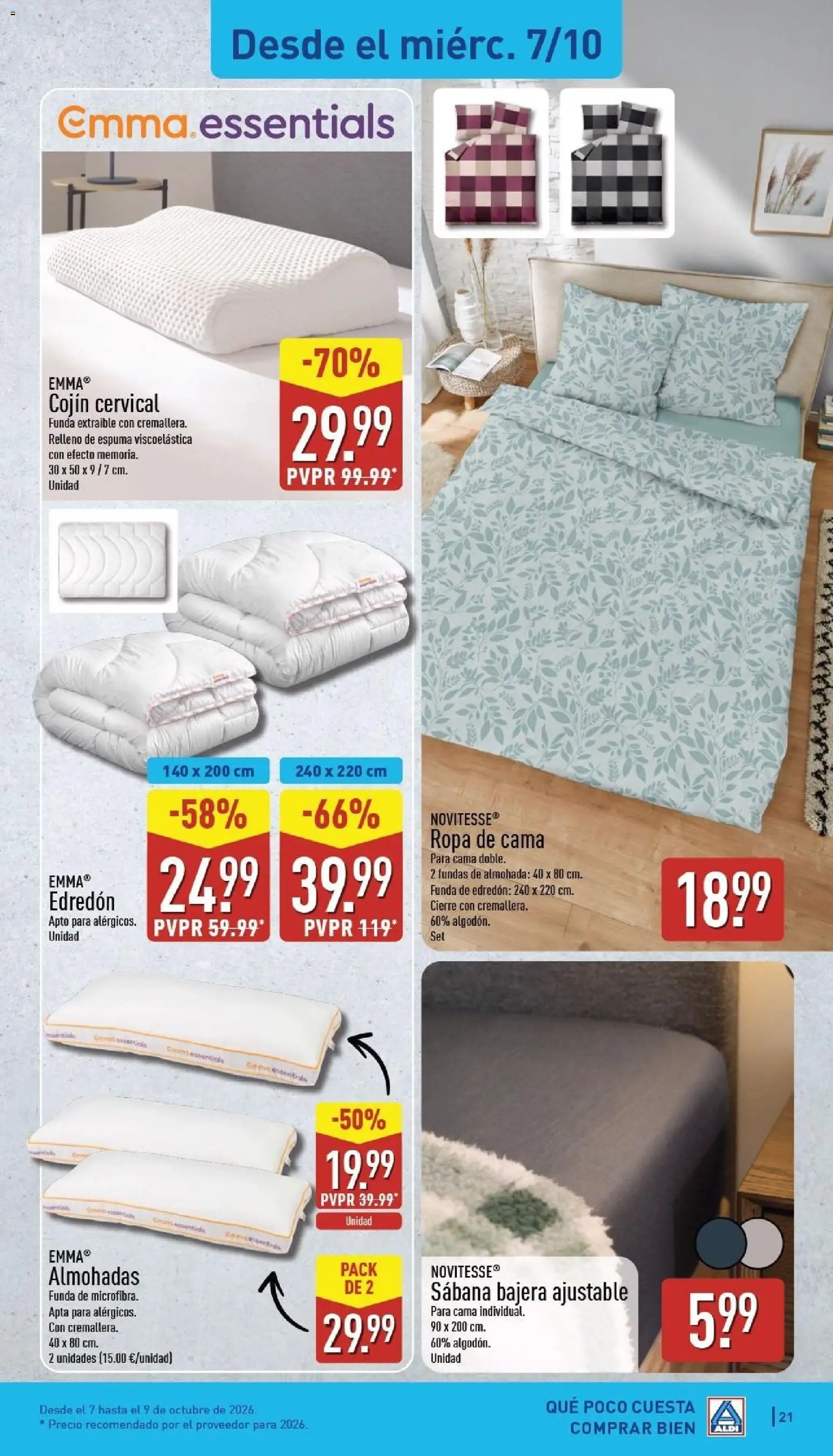 Aldi folleto Baleares │ válido desde el 05/10/2026 | Página: 21 | Productos: Edredón, Funda, Ropa de cama, Almohada