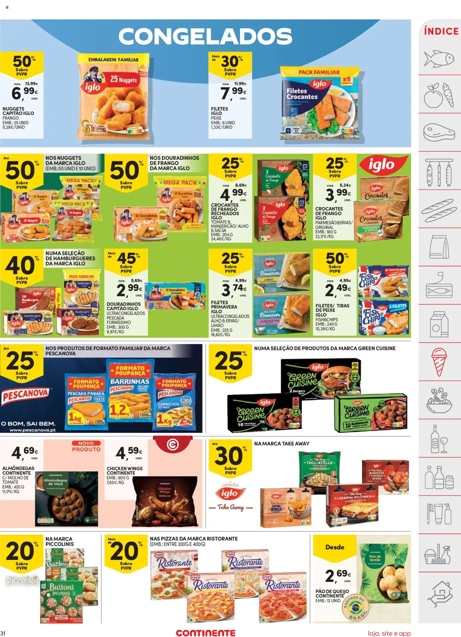 Continente folheto │ válido de 09.06.2026 | Página: 31 | Produtos: Pão de queijo, Lasanha, Pizza, Tomate