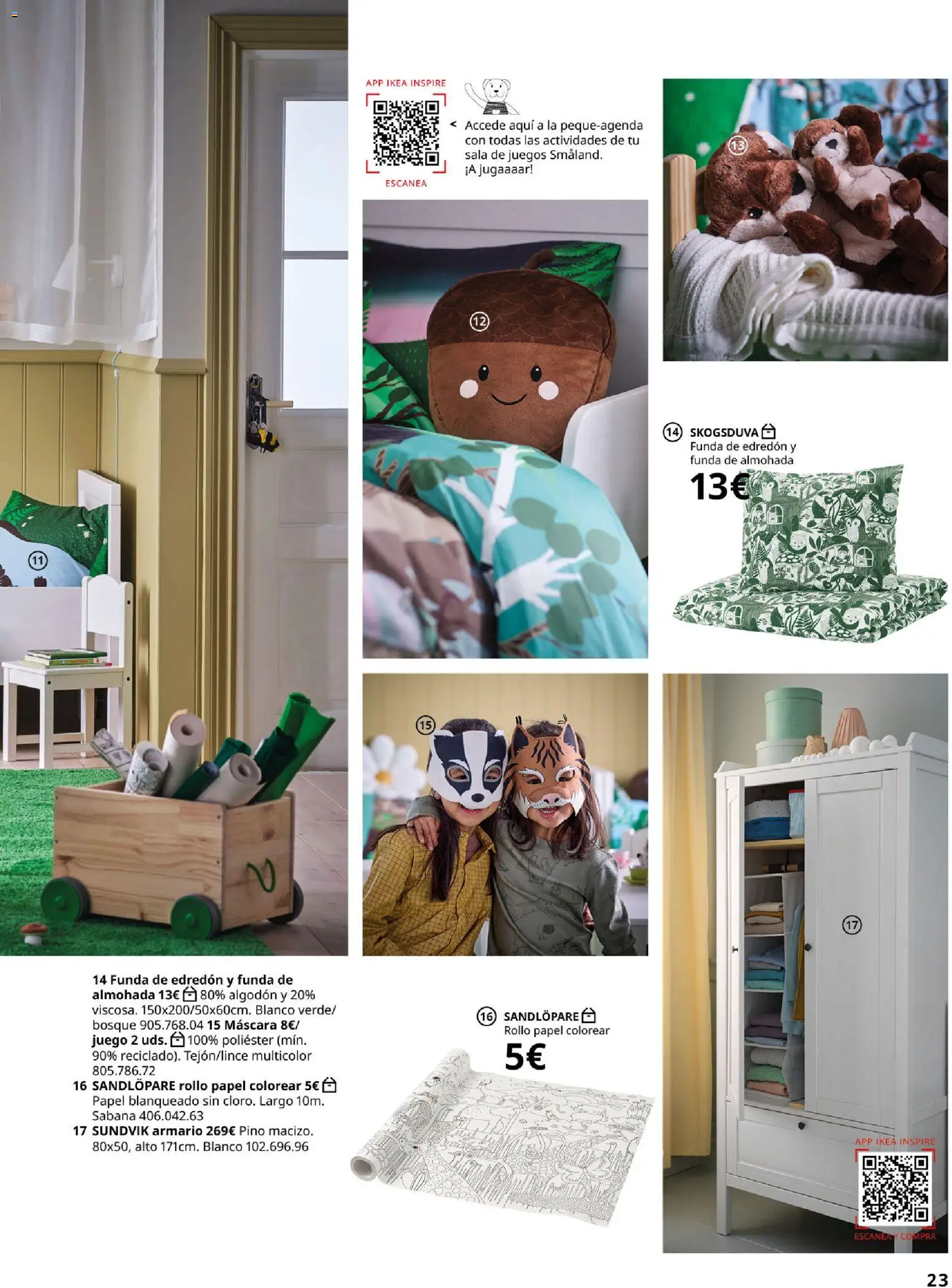Catálogo IKEA  y los niños  │ válido desde el 06.03.2026 | Página: 23 | Productos: Máscara, Funda, Almohada, Armario