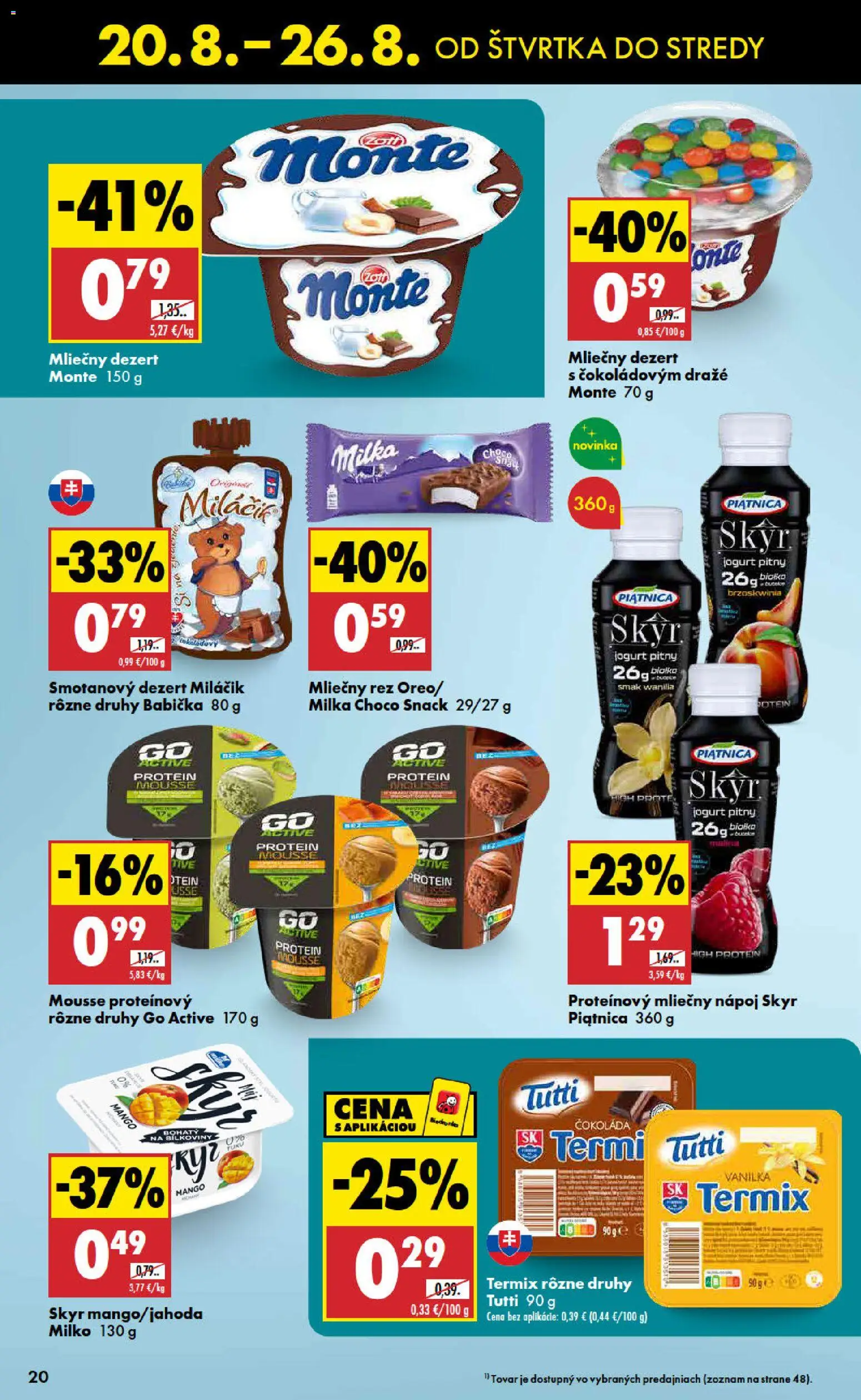 Nové Biedronka akcie – leták je platný od 20.08.2026 | Strana: 20 | Produkty: Protein, Termix, Čokoláda, Vanilka