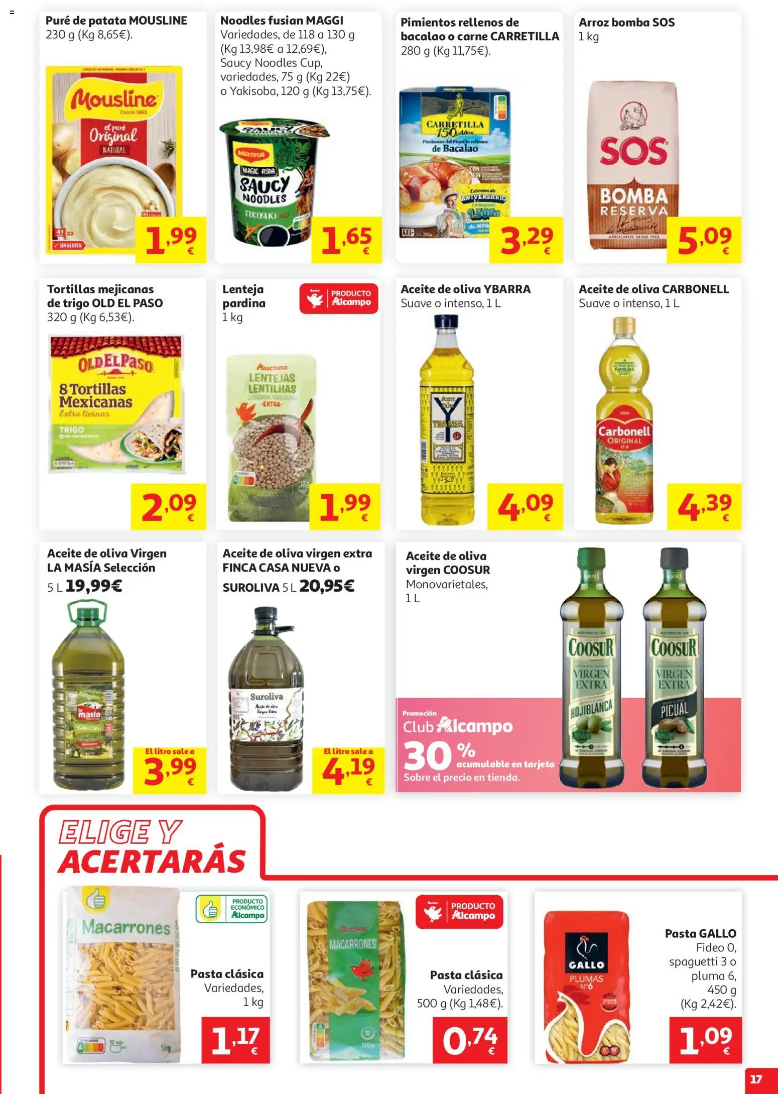 Alcampo HG Nacional Cat │ válido desde el 05.05.2026 | Página: 17 | Productos: Aceite, Arroz, Pasta, Aceite de oliva virgen extra