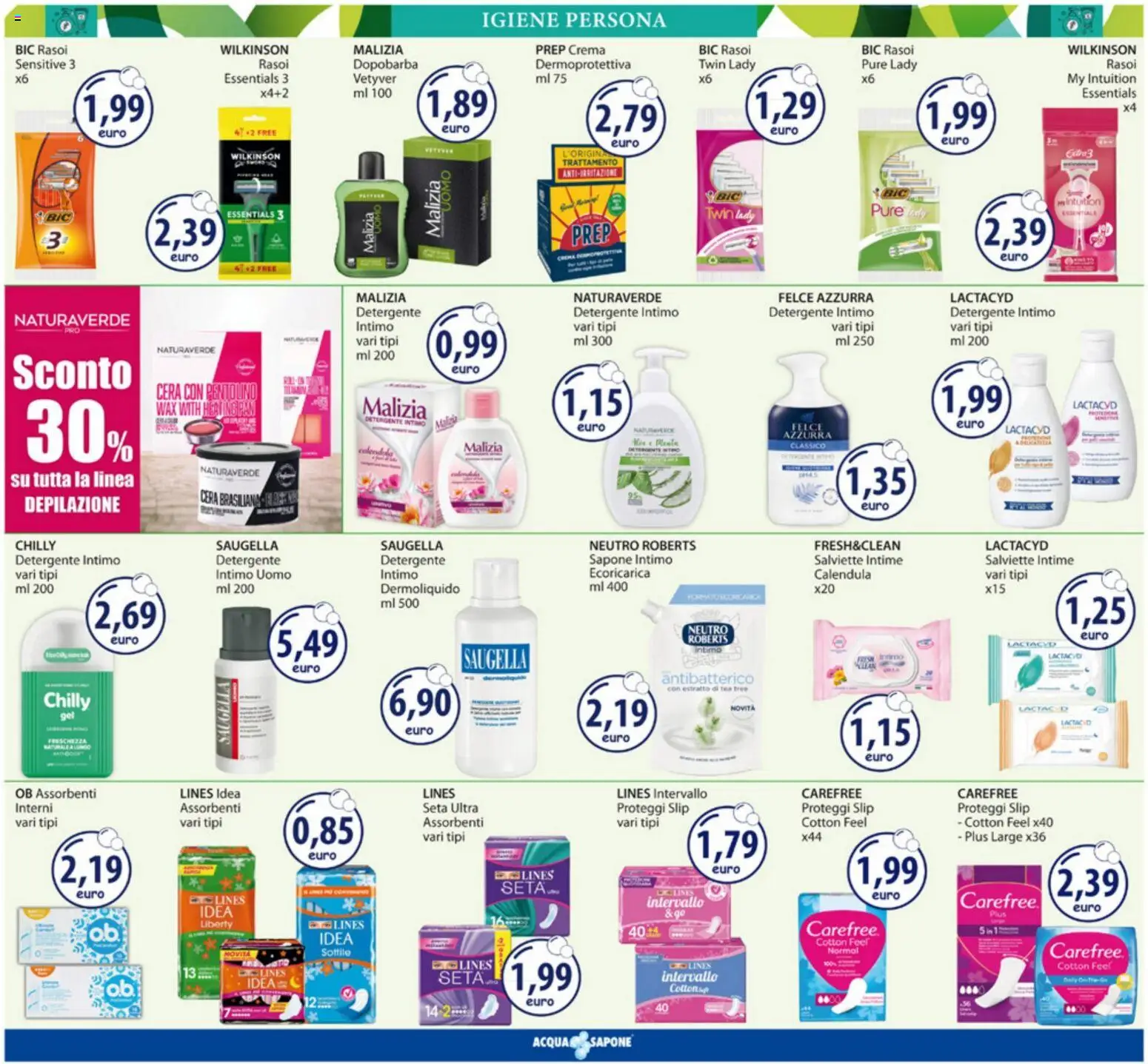 Volantino Acqua e Sapone del 19/10/2026 | Pagina: 10 | Prodotti: Proteggi slip, Detergente, Intimo, Assorbenti