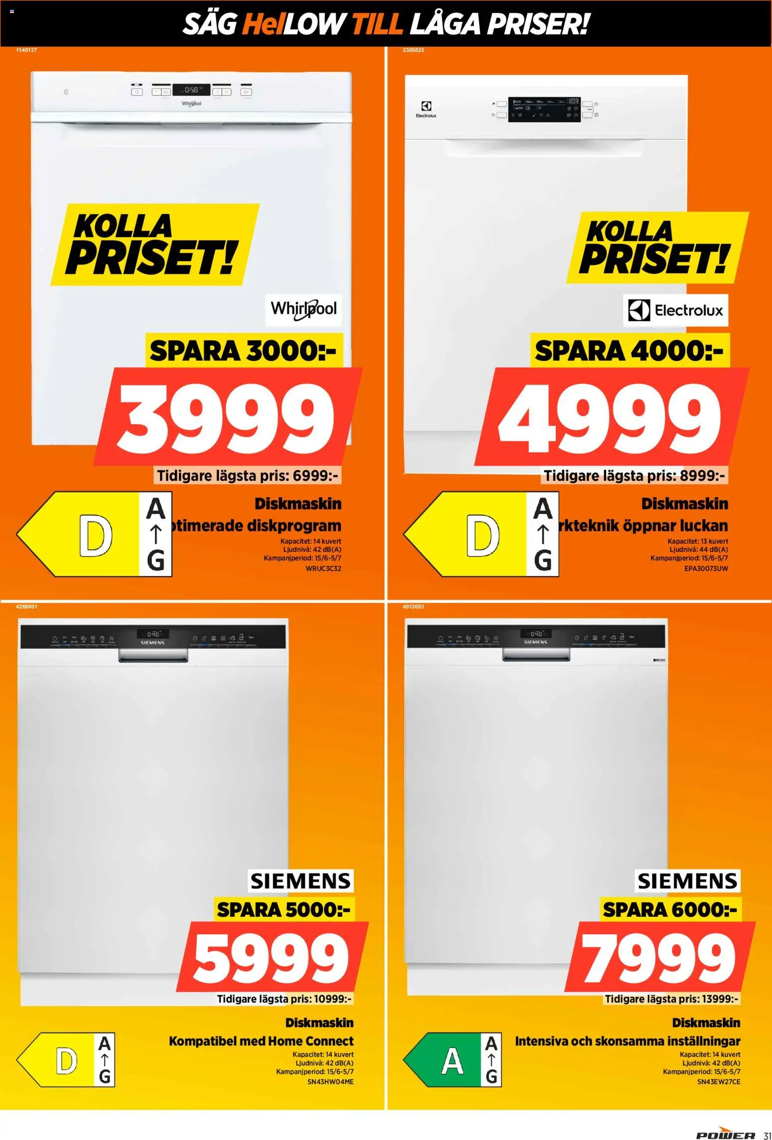 Power reklamblad aktuell från 15.06.2026 | Sida: 31 | Produkter: Diskmaskin, Såg, Kuvert