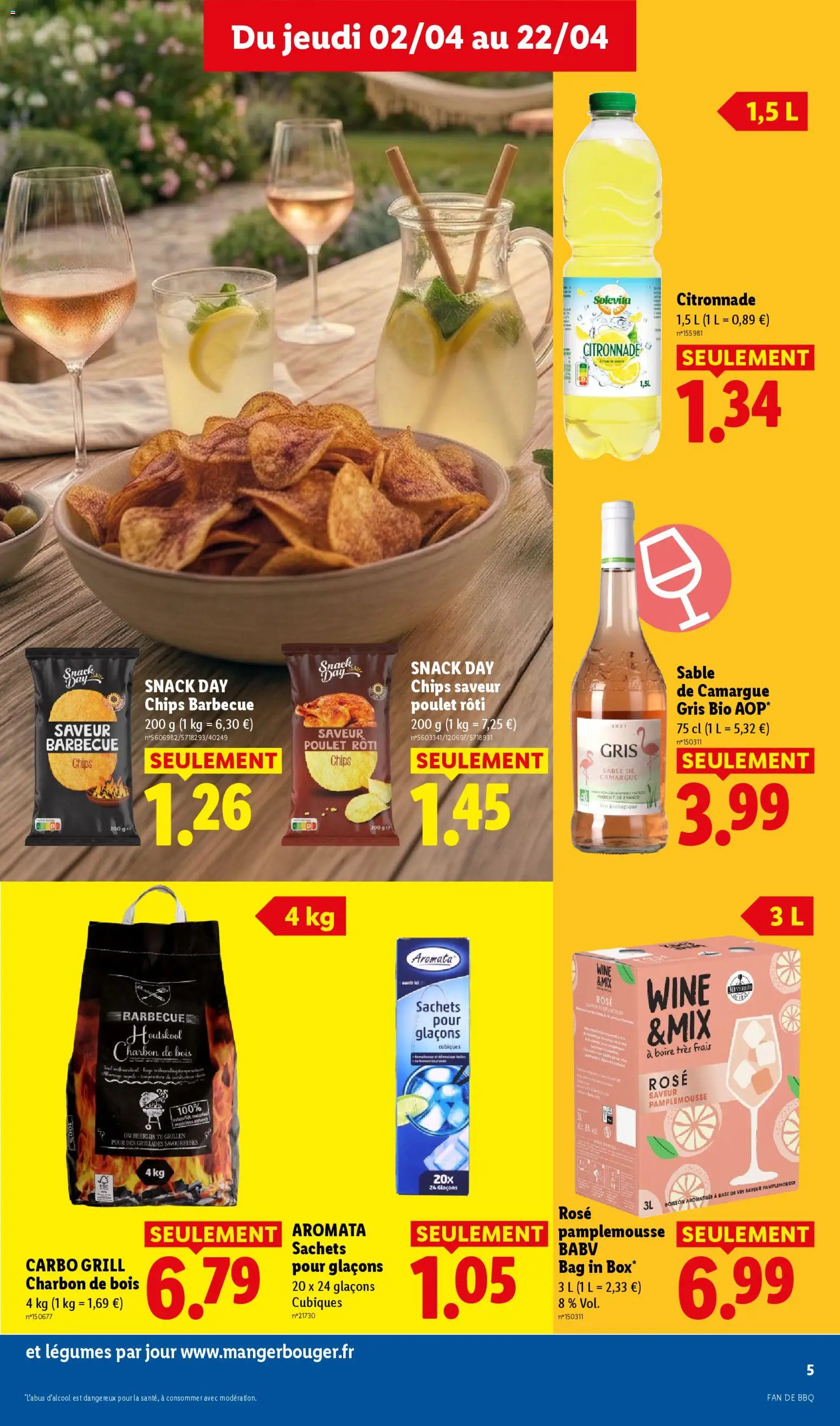 {H1} | Page: 5 | Produits: Pamplemousse, Barbecue, Base, Chips