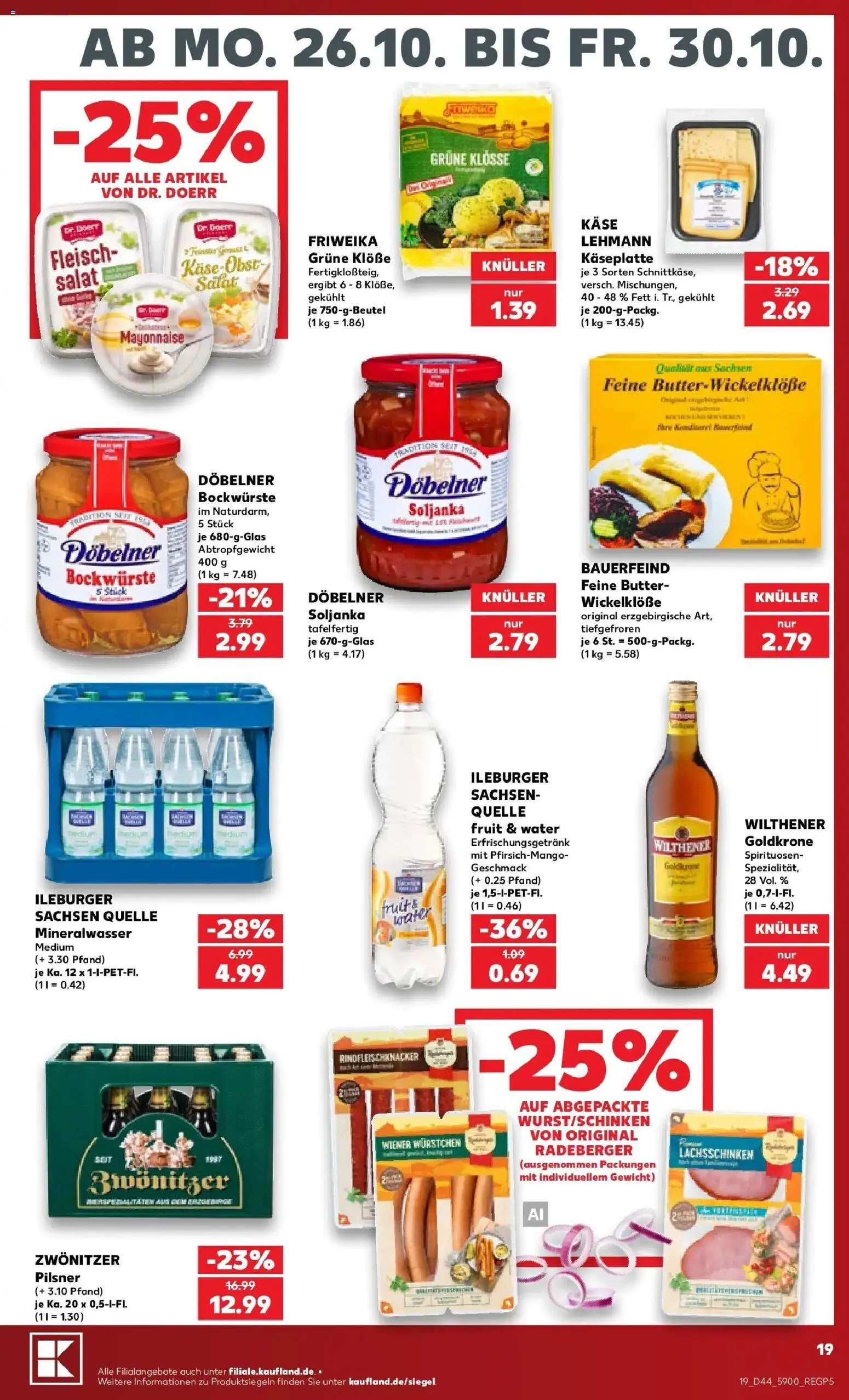 Prospekt Kaufland ab 26.10.2026 » Angebote Online zum Blättern | Seite: 19 | Produkte: Gewicht, Wiener wurstchen, Butter, Käse