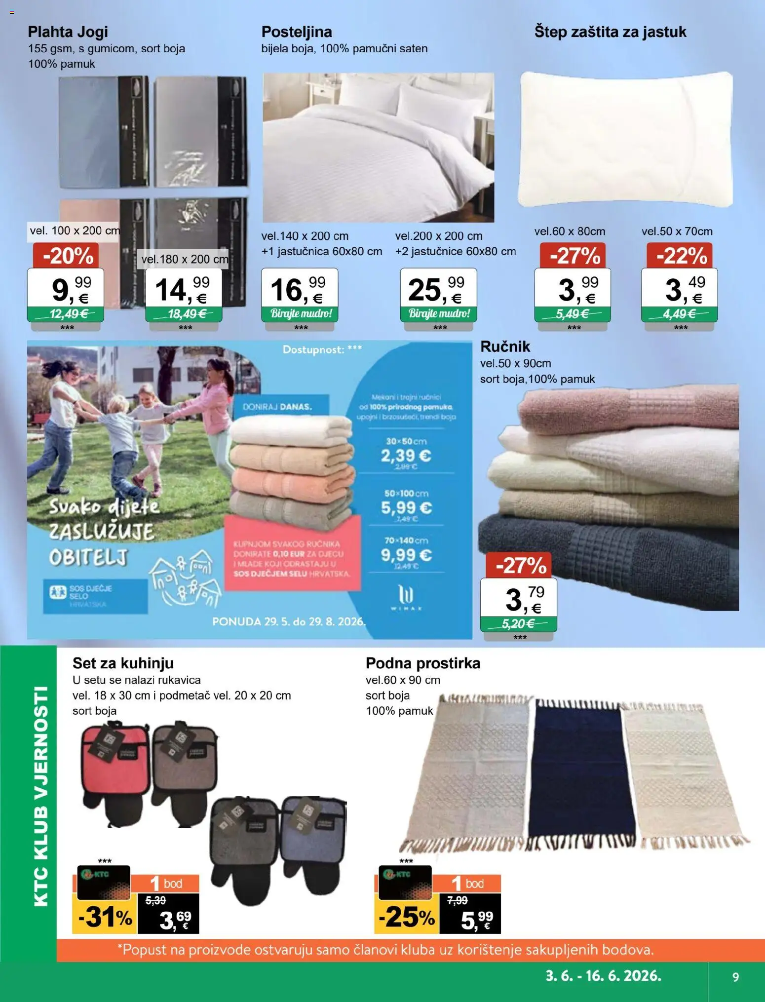 KTC katalog | vrijedi od 03.06.2026 | Stranica: 9 | Proizvodi: Jastuk, Jastučnica, Plahta, Posteljina