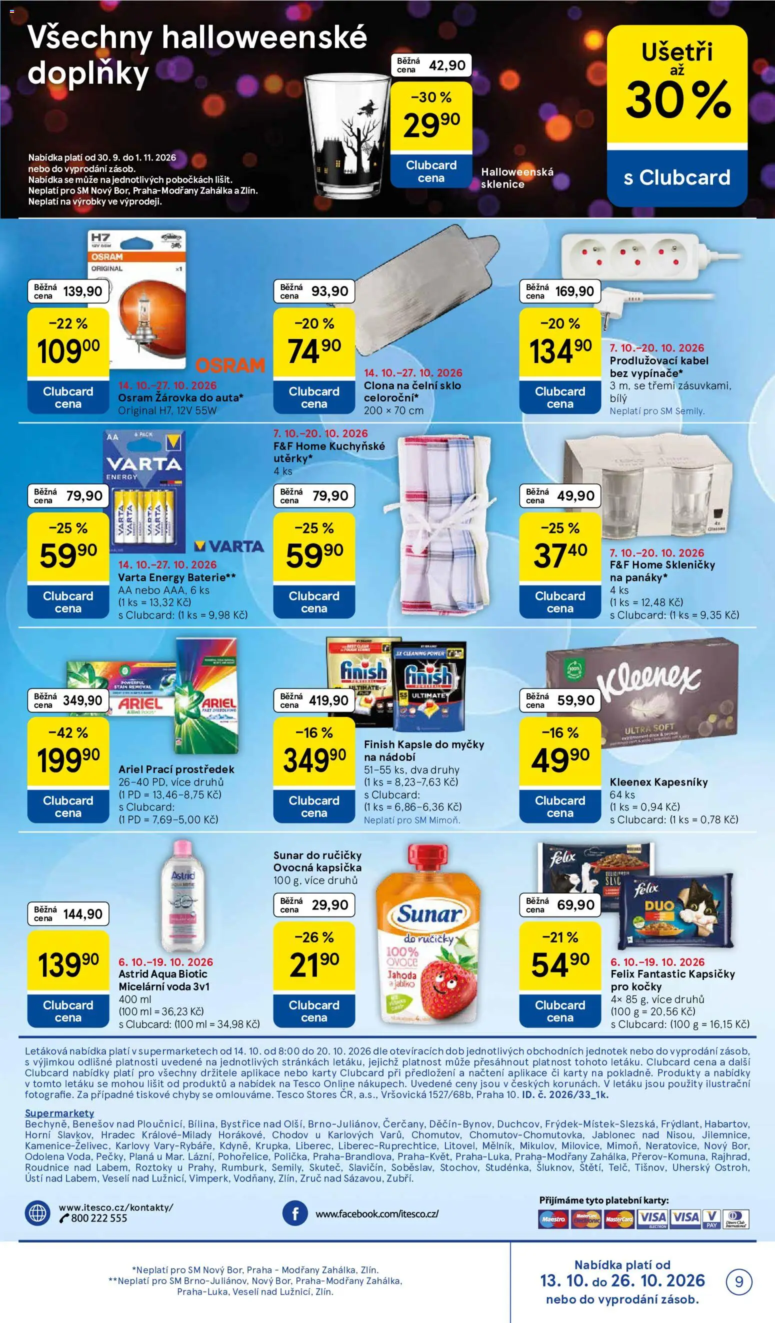 Tesco leták - Supermarket od 14.10.2026 | Strana: 9 | Produkty: Voda, Sunar, Skleničky, Kapsičky