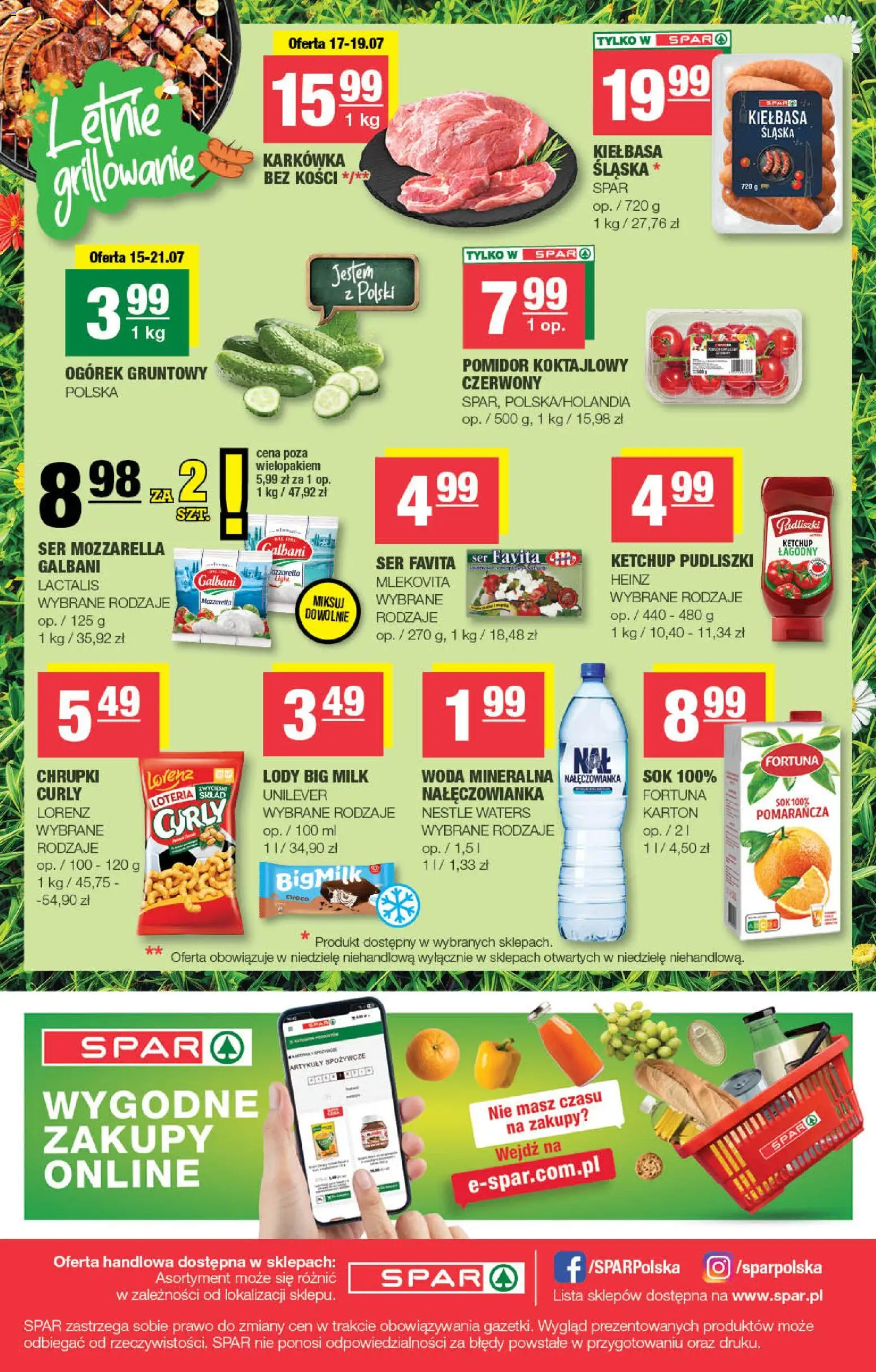 Spar gazetka od 15.07.2026 | Strona: 8 | Produkty: Karkówka, Chrupki, Sok, Woda