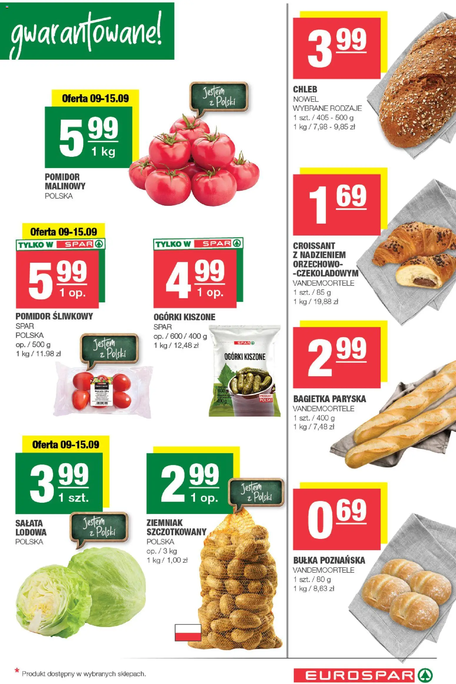 Spar gazetka - Eurospar od 09.09.2026 | Strona: 3 | Produkty: Croissant, Sałata, Bagietka, Ogórki kiszone