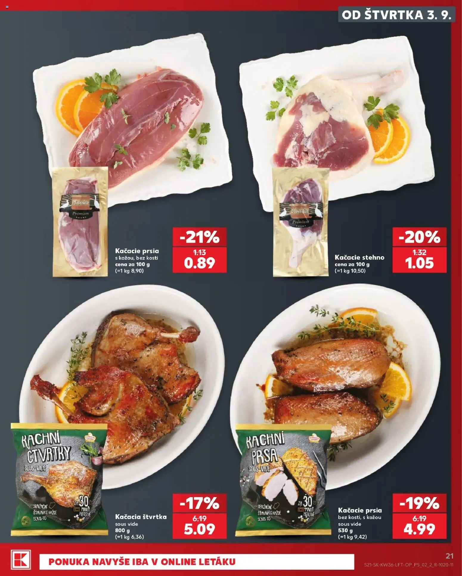 Nové Kaufland akcie – leták je platný od 03.09.2026 | Strana: 21 | Produkty: Kačacie prsia
