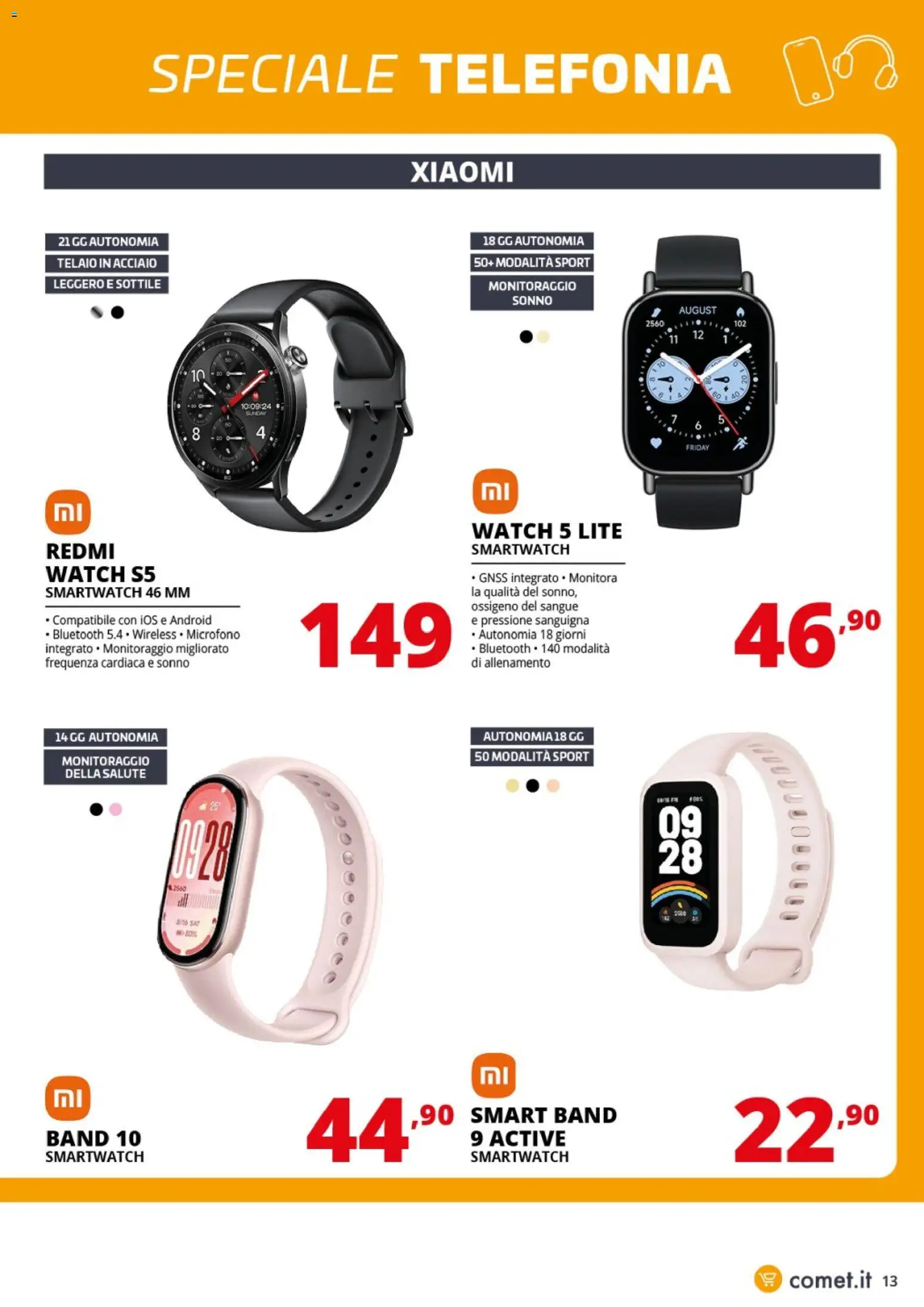Volantino Comet del 09/10/2026 | Pagina: 13 | Prodotti: Xiaomi, Smartwatch