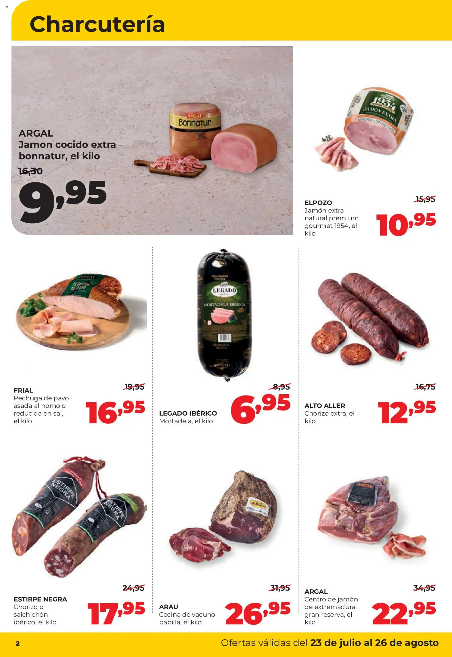Alimerka folleto Castilla y León │ válido desde el 23/07/2026 | Página: 2 | Productos: Jamón, Jamón cocido, Horno, Mortadela