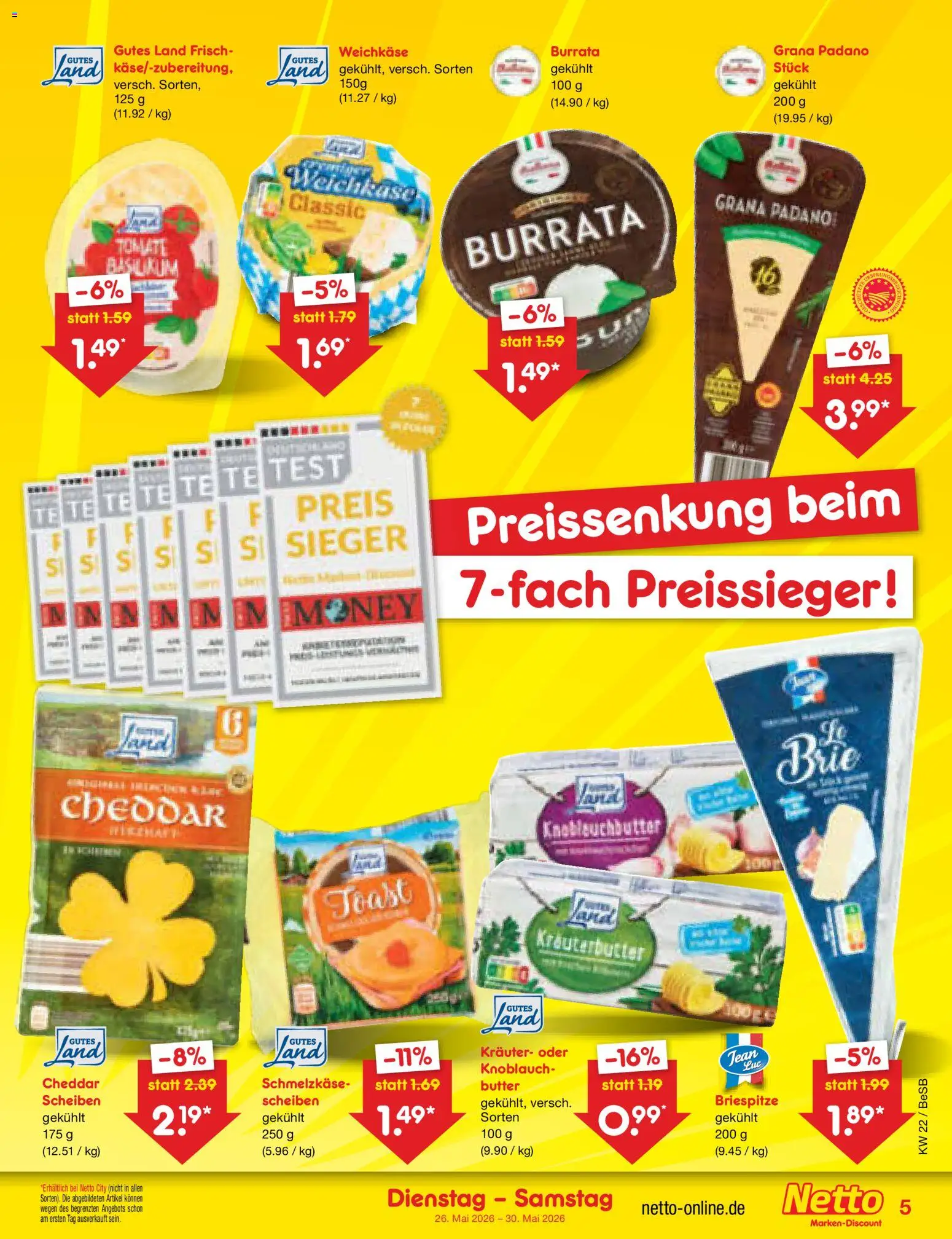 Netto Marken-Discount Prospekt 	 – gültig ab 26.05.2026 | Seite: 5 | Produkte: Butter, Kräuterbutter, Burrata, Knoblauch