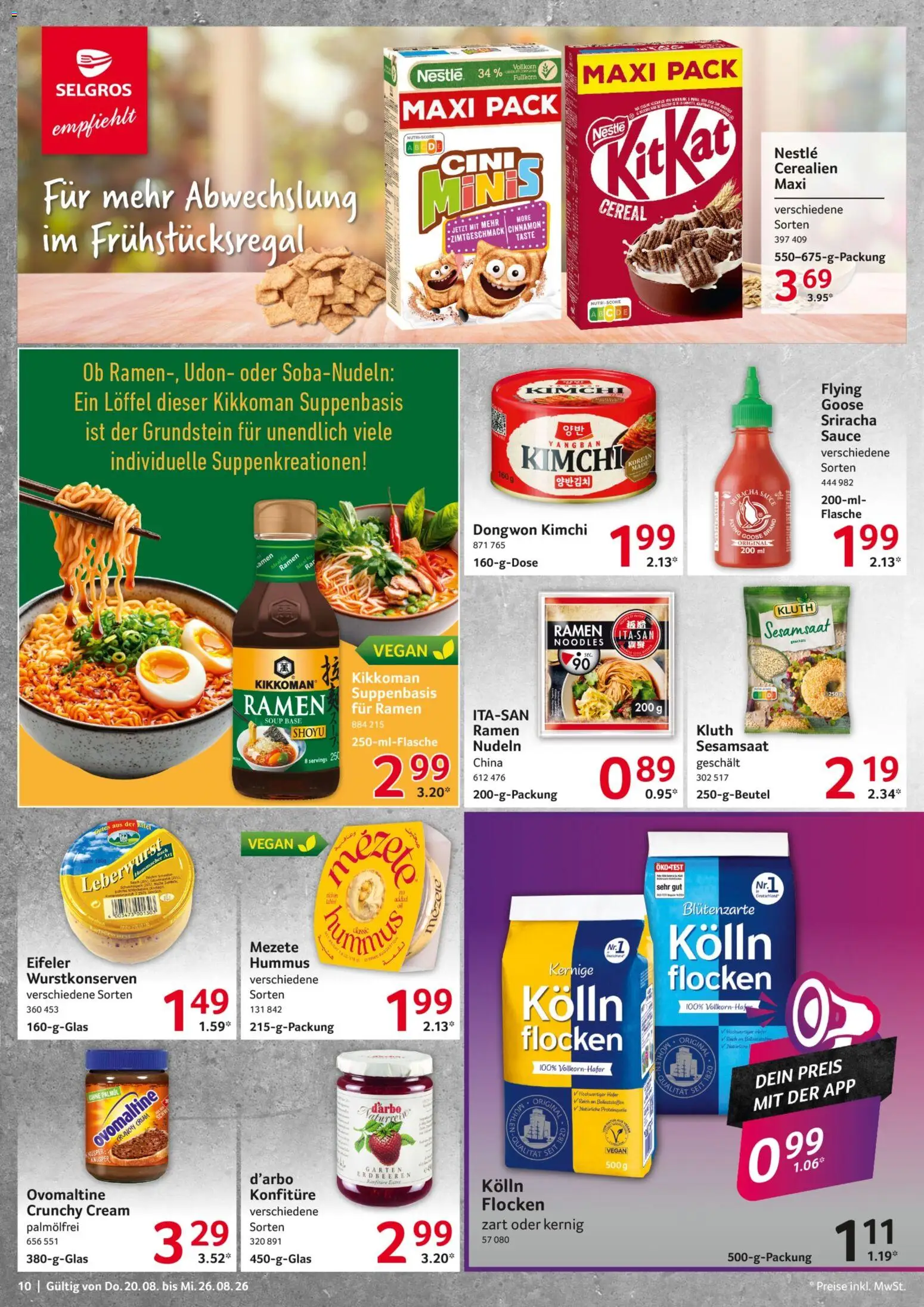 Selgros Prospekt – gültig ab 20.08.2026 | Seite: 10 | Produkte: Ovomaltine, Kolln, Nudeln, Erdbeeren