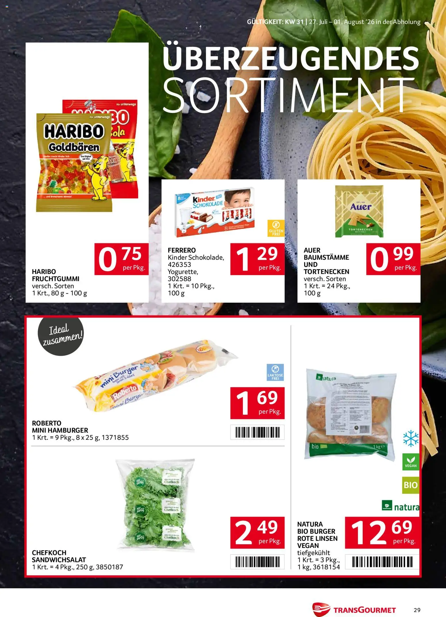 Transgourmet Flugblatt gültig ab 27.07.2026 | Seite: 29 | Produkte: Burger, Schokolade