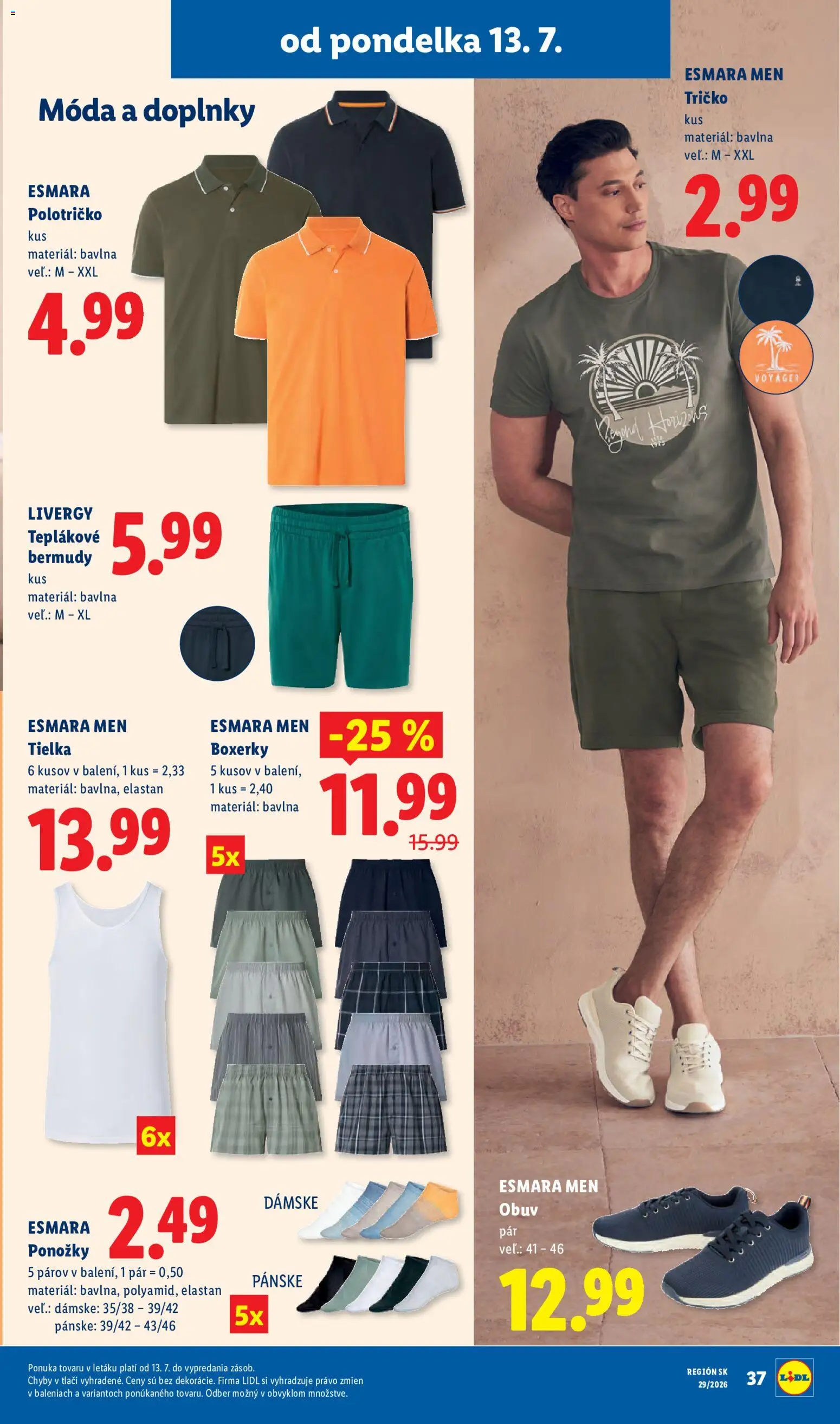 Nové Lidl akcie – leták je platný od 13.07.2026 | Strana: 47 | Produkty: Tričko, Ponožky, Boxerky