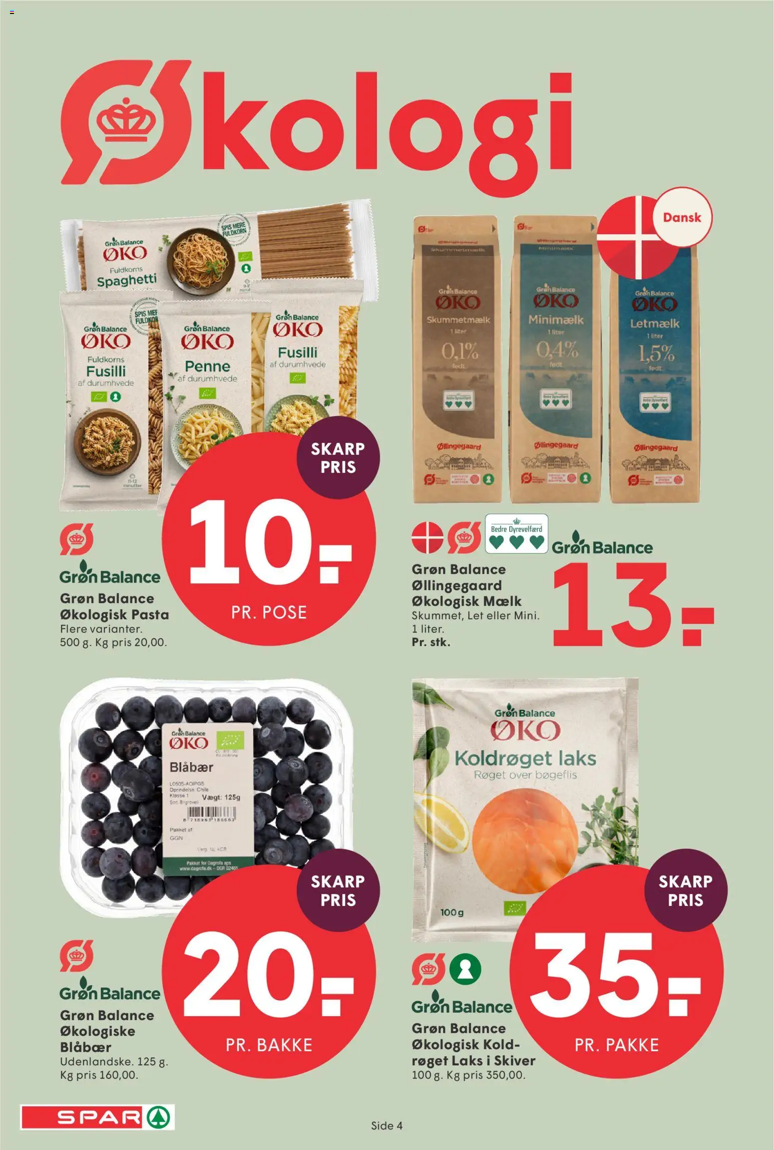 Spar tilbudsavis – gyldig fra 09/10/2026 | Side: 4 | Produkter: Blåbær, Spaghetti, Pasta, Laks